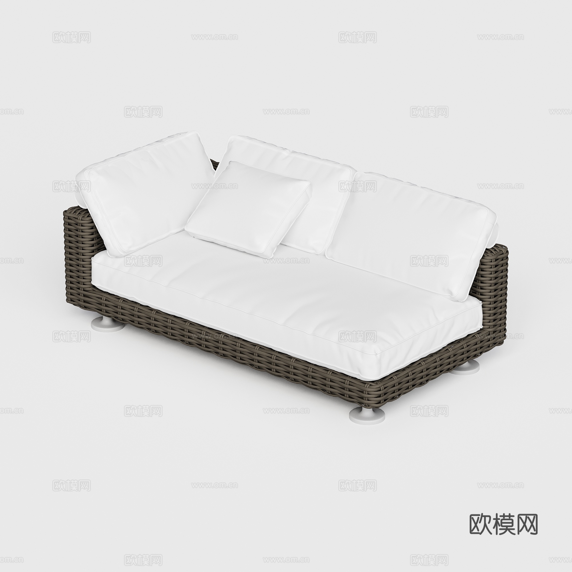 DEDON - 现代户外沙发 双人沙发 单侧无扶手藤编沙发组3d模型