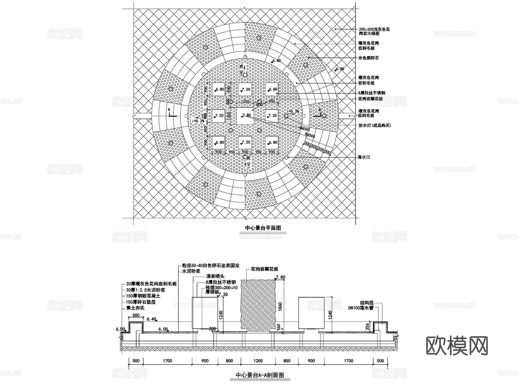 景观休闲木栈道平台栏杆观景台CAD施工图集 15套cad施工图