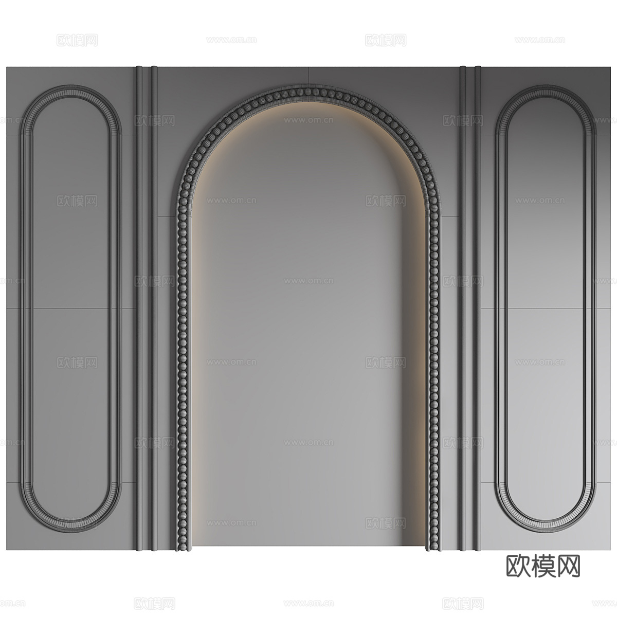 现代艺术床头墙板3d模型下载（渲染图3）