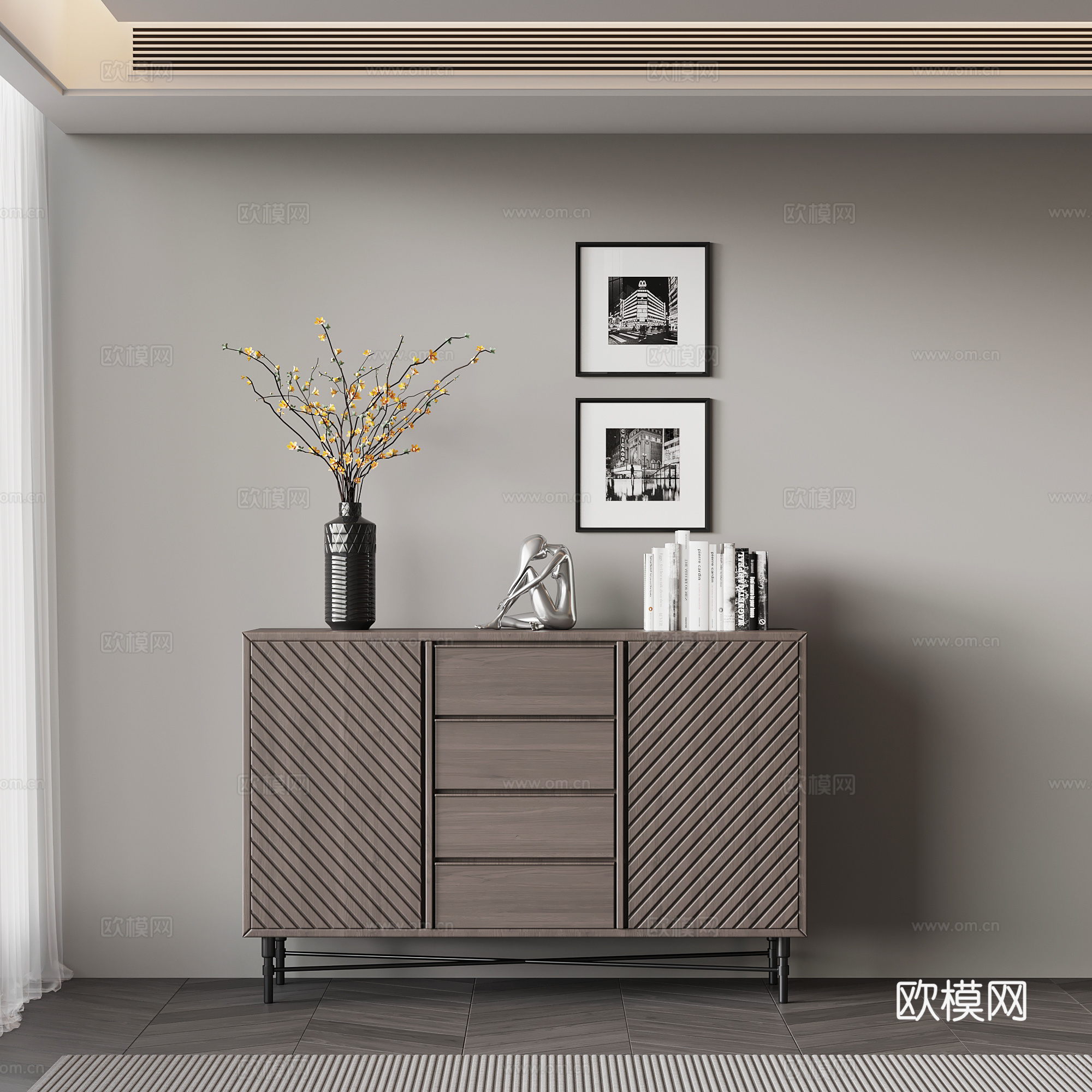 现代意式玄关柜 边柜su模型