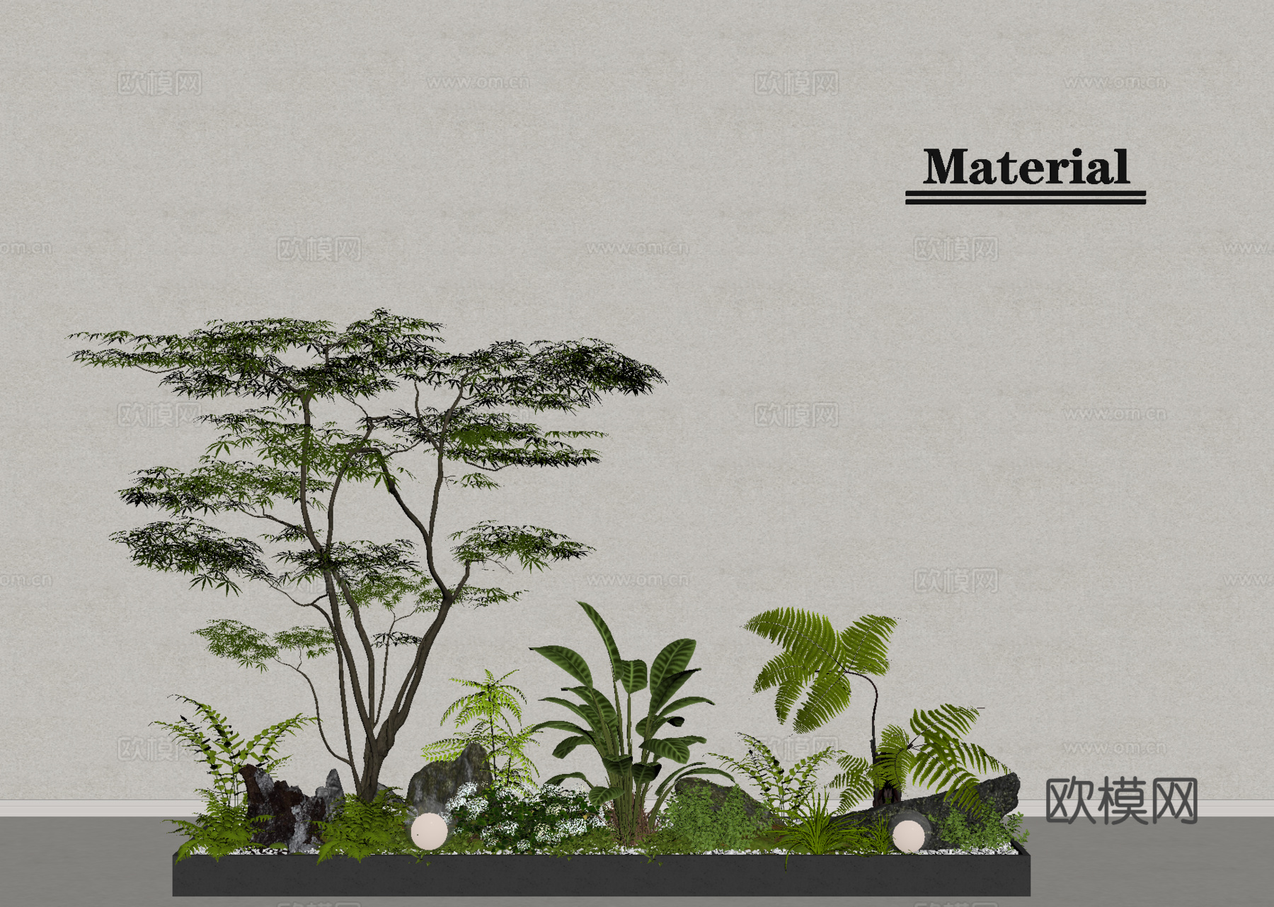 绿植花箱 植物组合 盆栽 景观小品 植物堆 花池花坛su模型