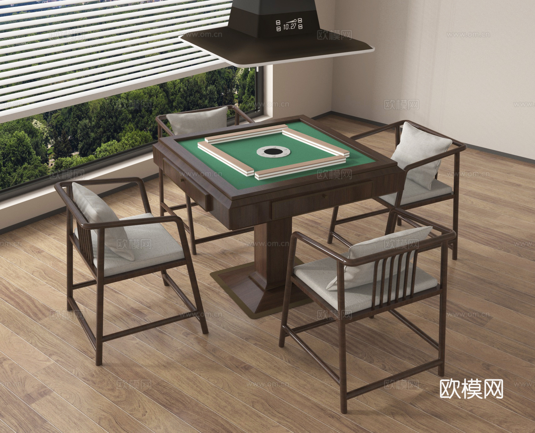 麻将桌 棋牌桌 吸烟机 棋牌桌椅su模型
