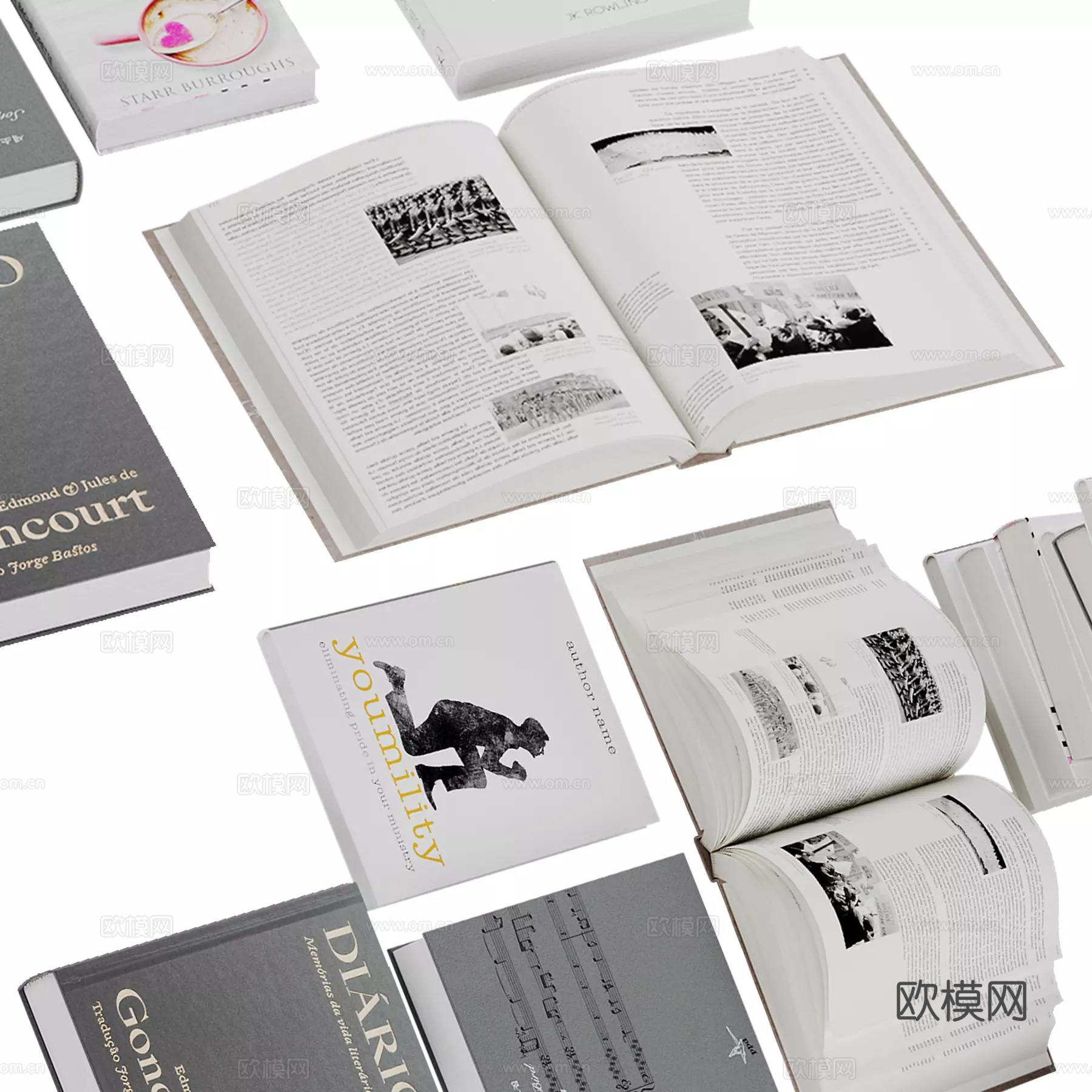 现代书籍套装3d模型下载（渲染图5）