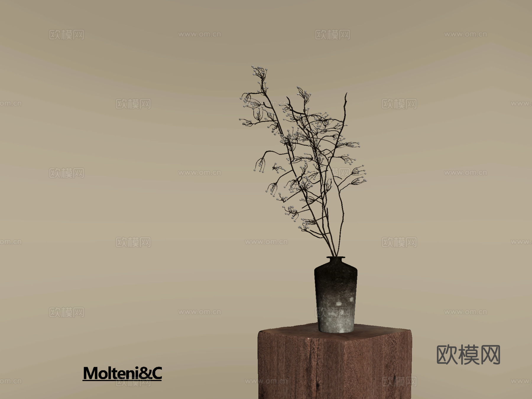 侘寂花艺 花瓶花艺su模型