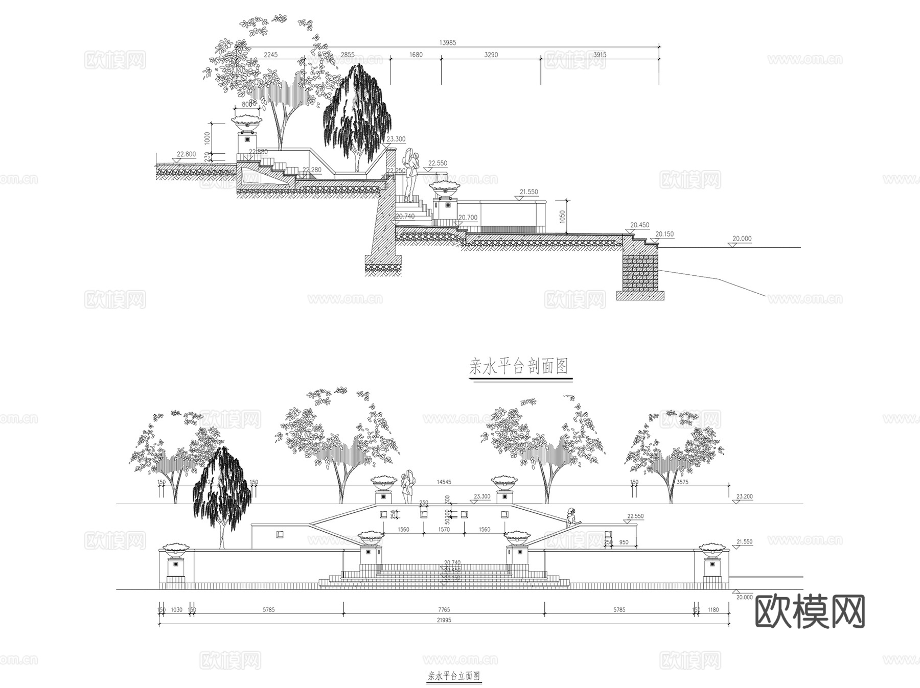 景观平台栈道挑台栏杆做法CAD施工图详图集 80套cad施工图