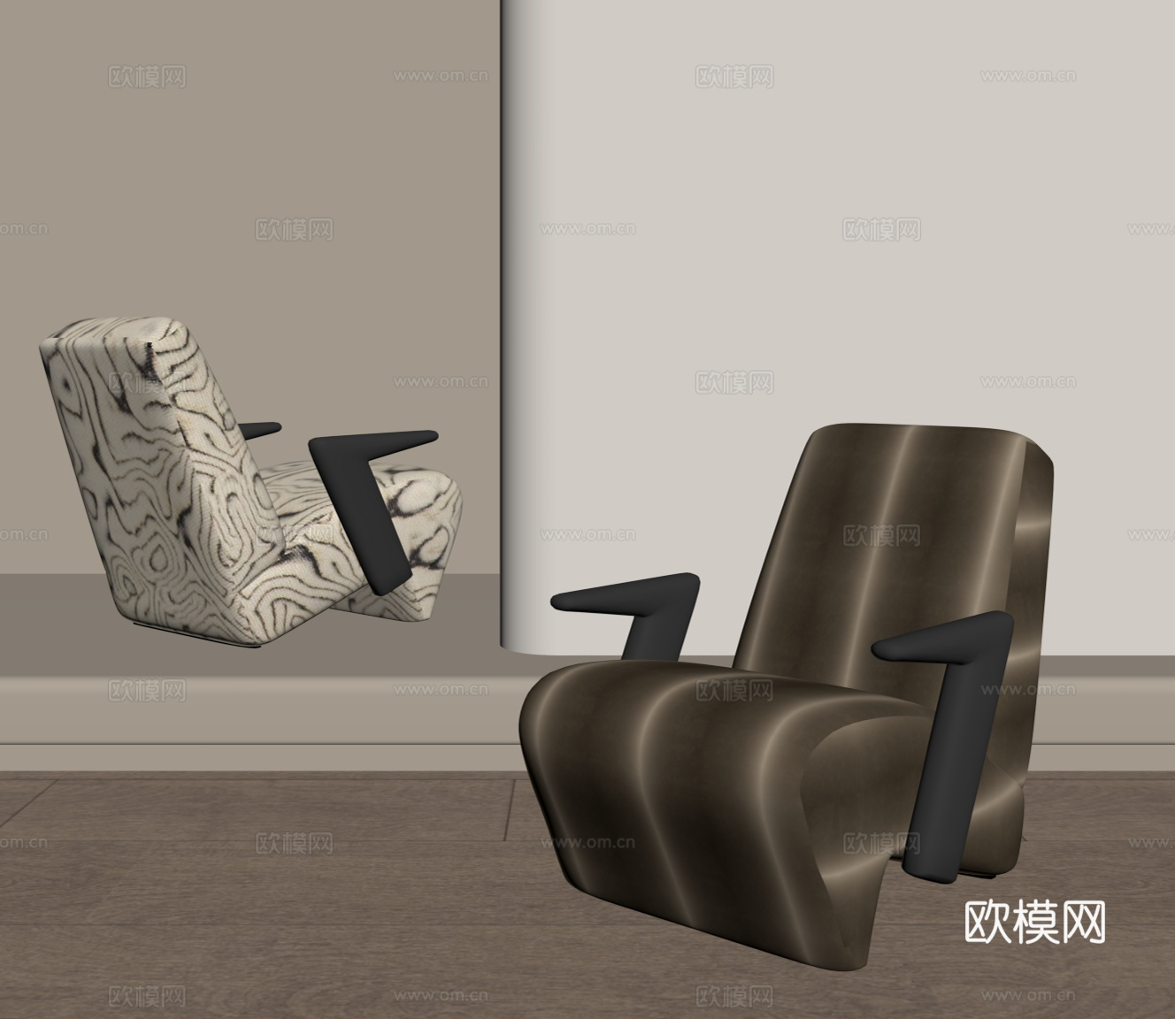 现代休闲沙发 单人沙发 看人沙发su模型