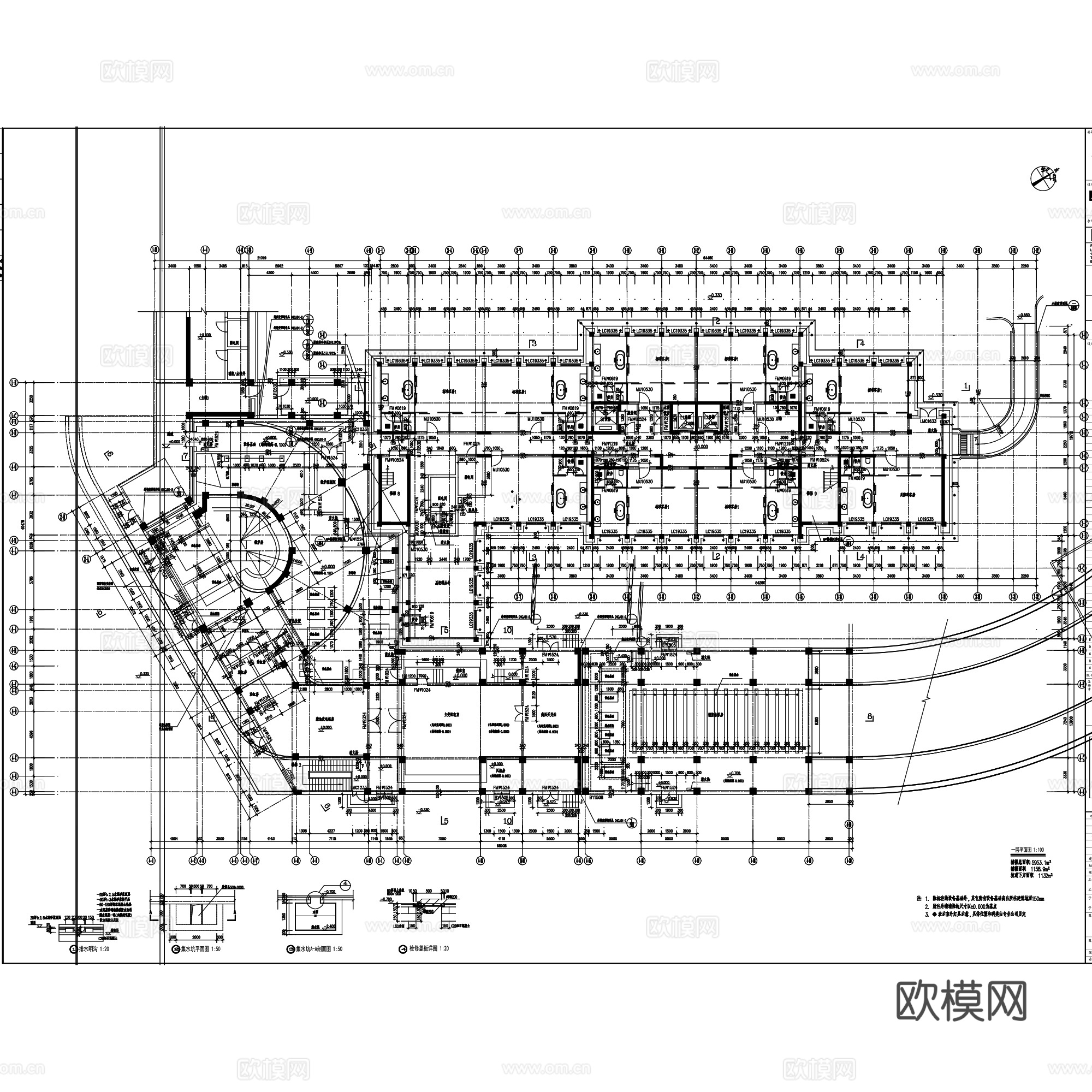 拉萨瑞吉假日酒店建筑CAD施工图全套cad施工图