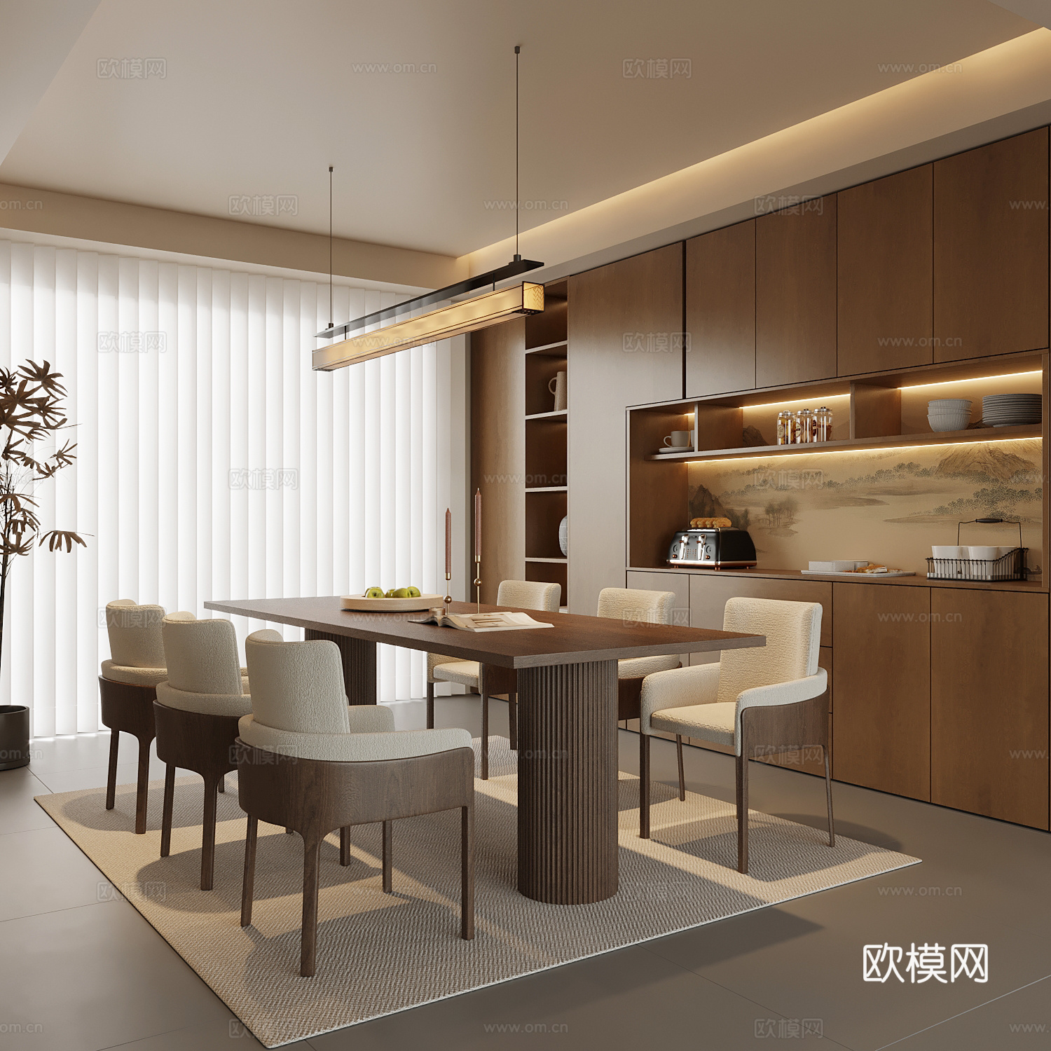 新中式餐厅su模型