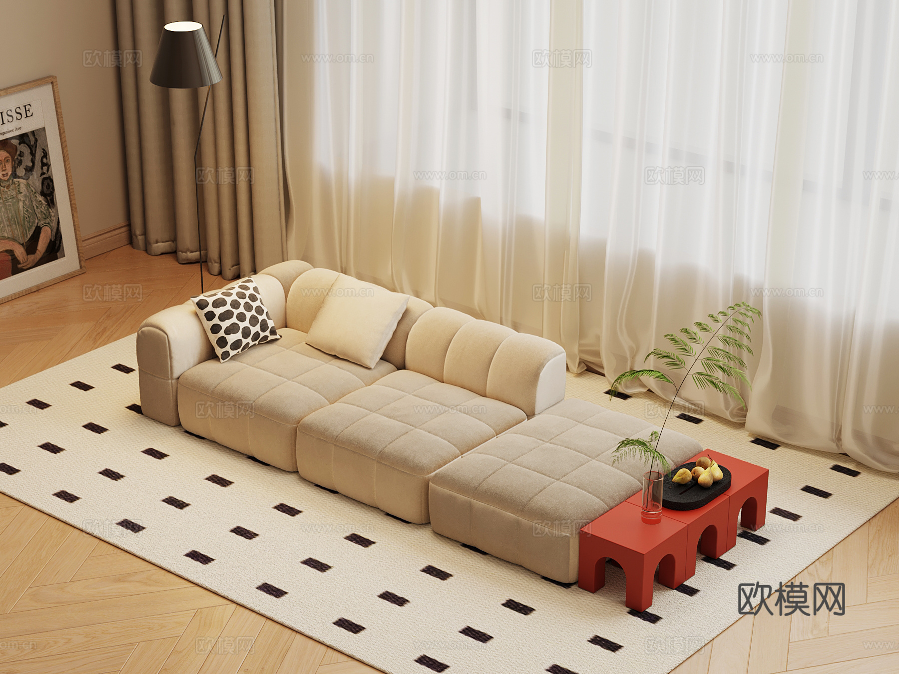 现代休闲沙发su模型