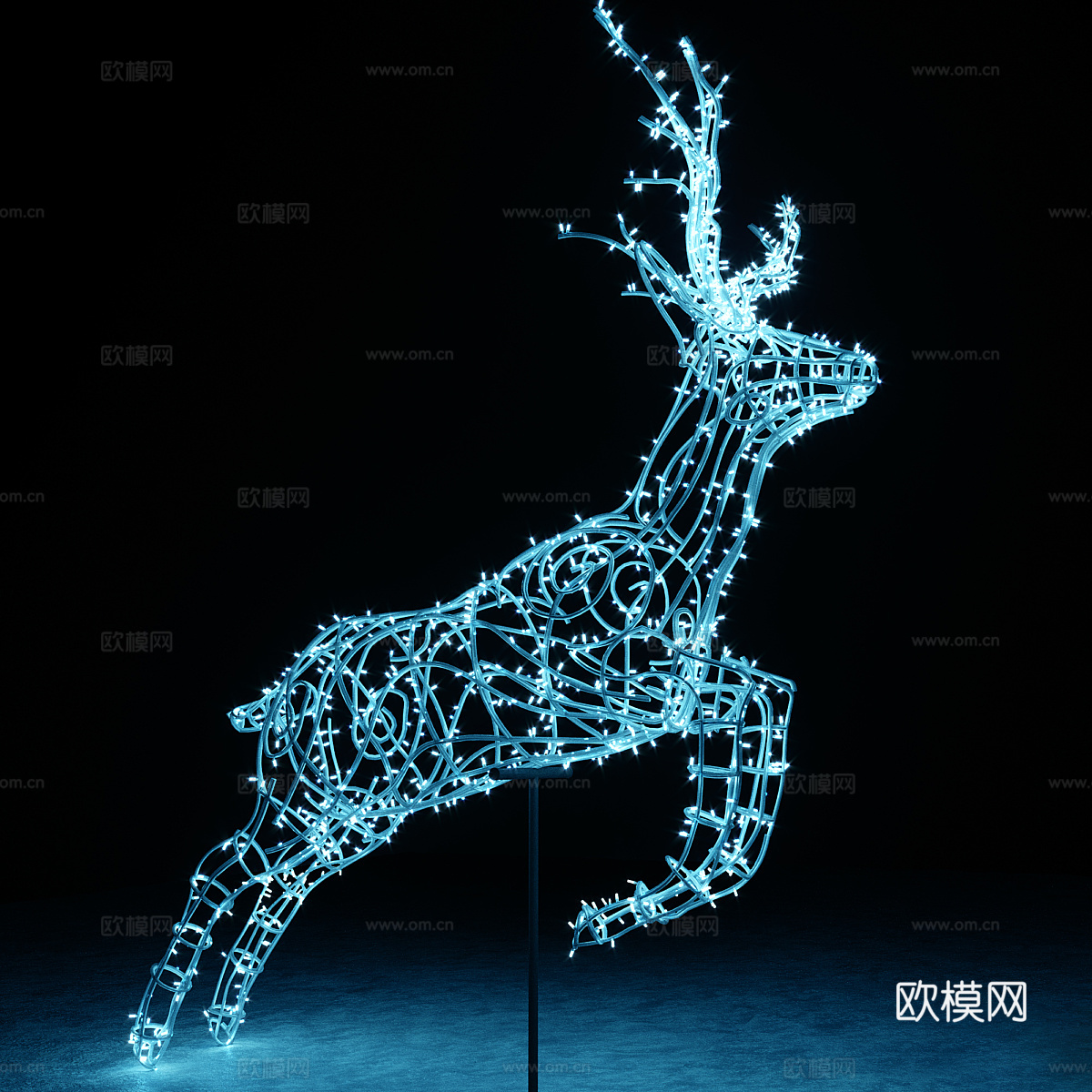 现代金属小鹿装饰灯3d模型下载（渲染图4）