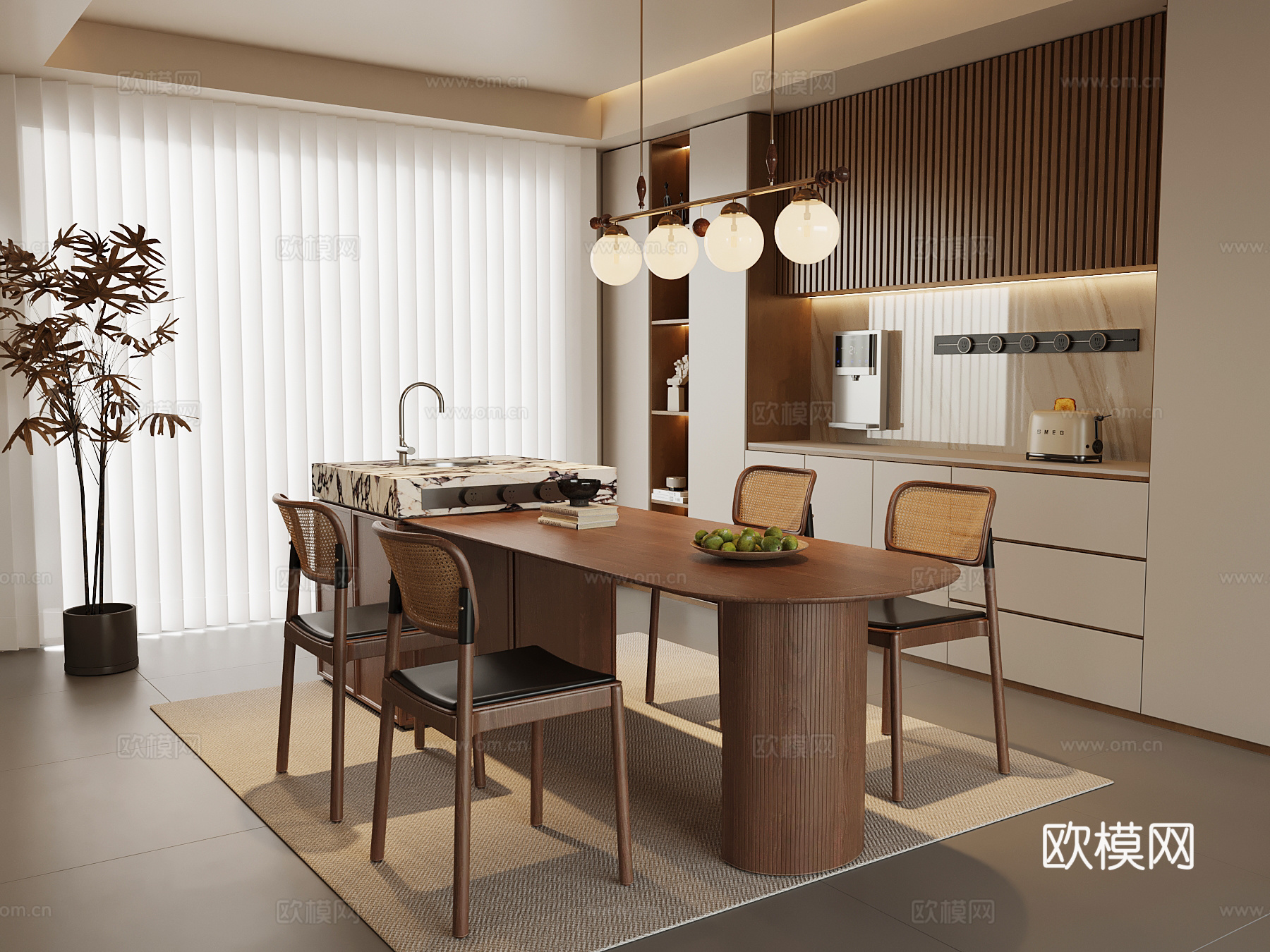 中古风餐厅3d模型下载