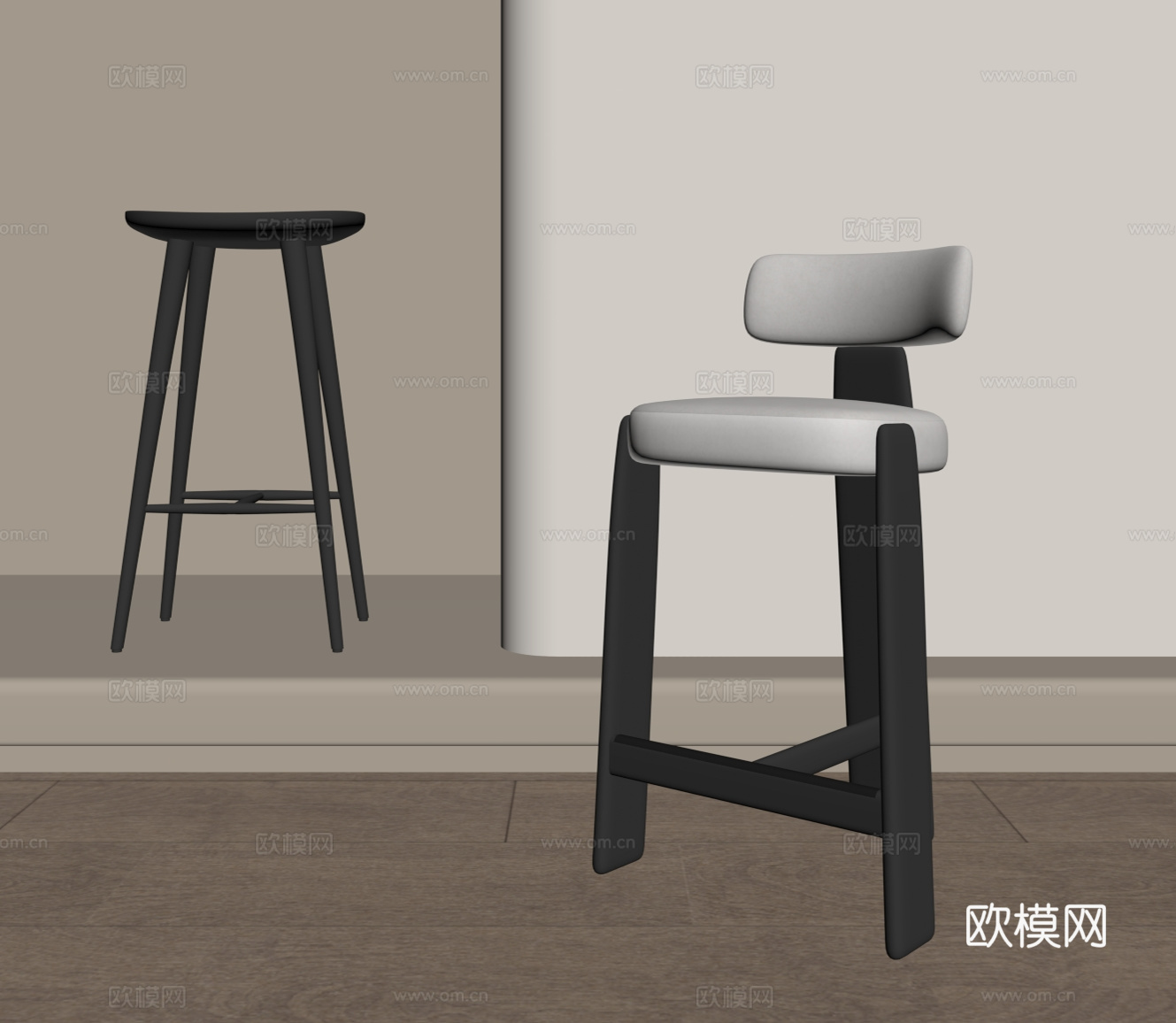 现代意式吧凳 吧椅su模型