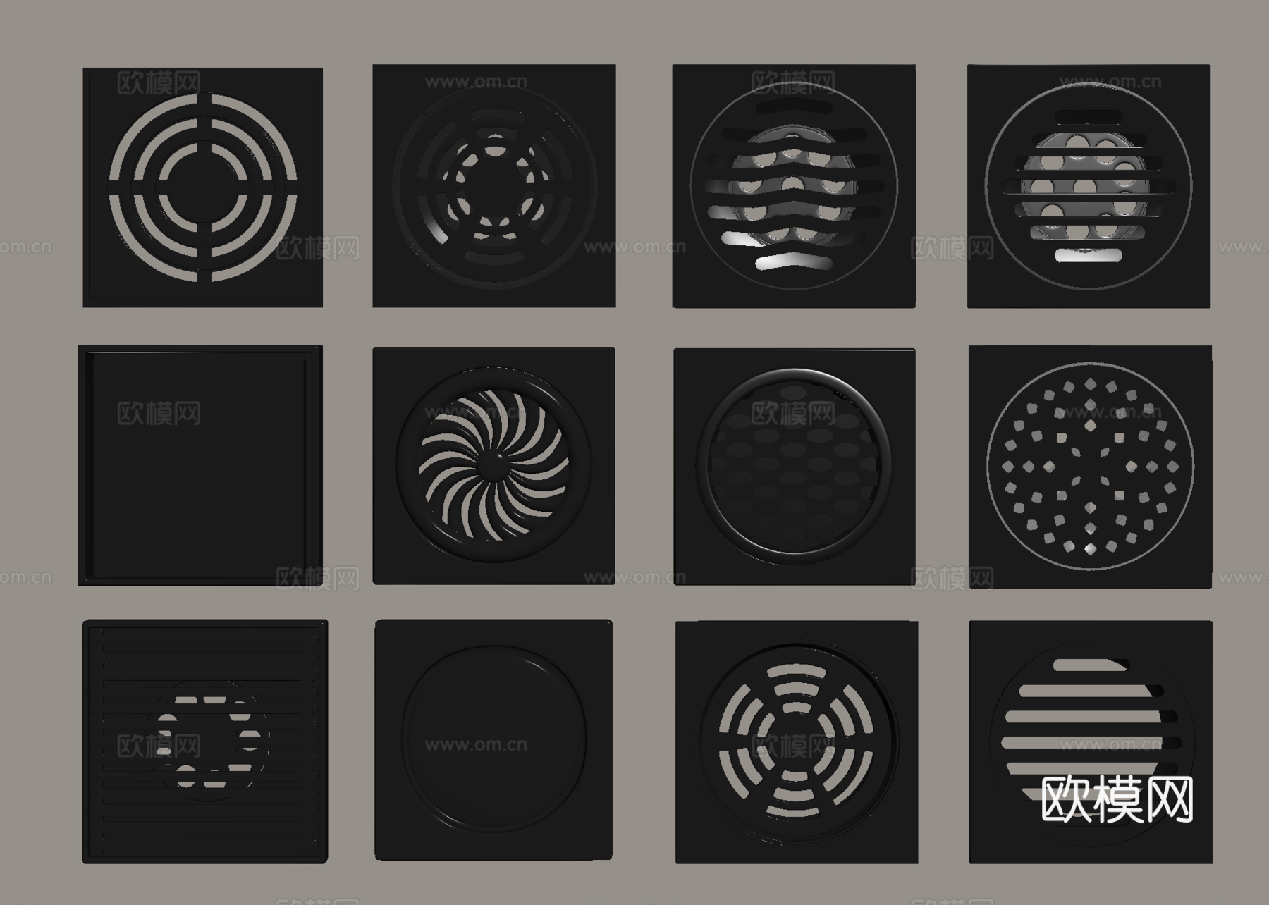 现代地漏 不锈钢地漏su模型