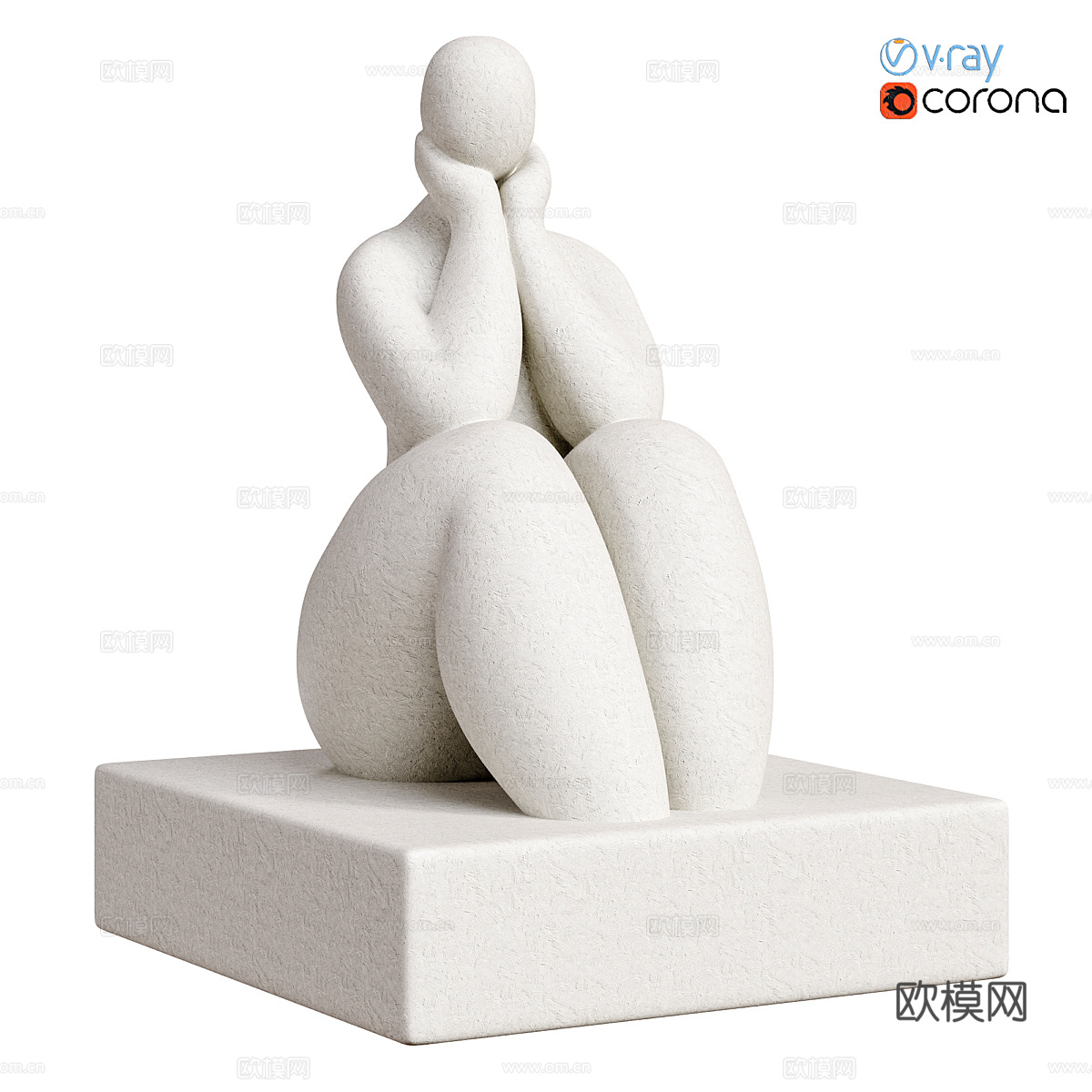 现代女性人物雕塑装饰品3d模型