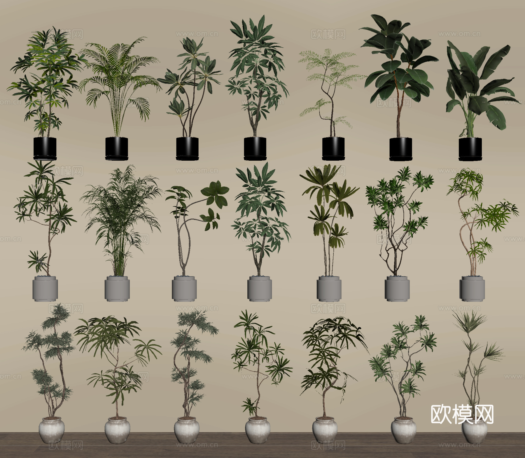 家居植物盆栽 绿植盆景su模型
