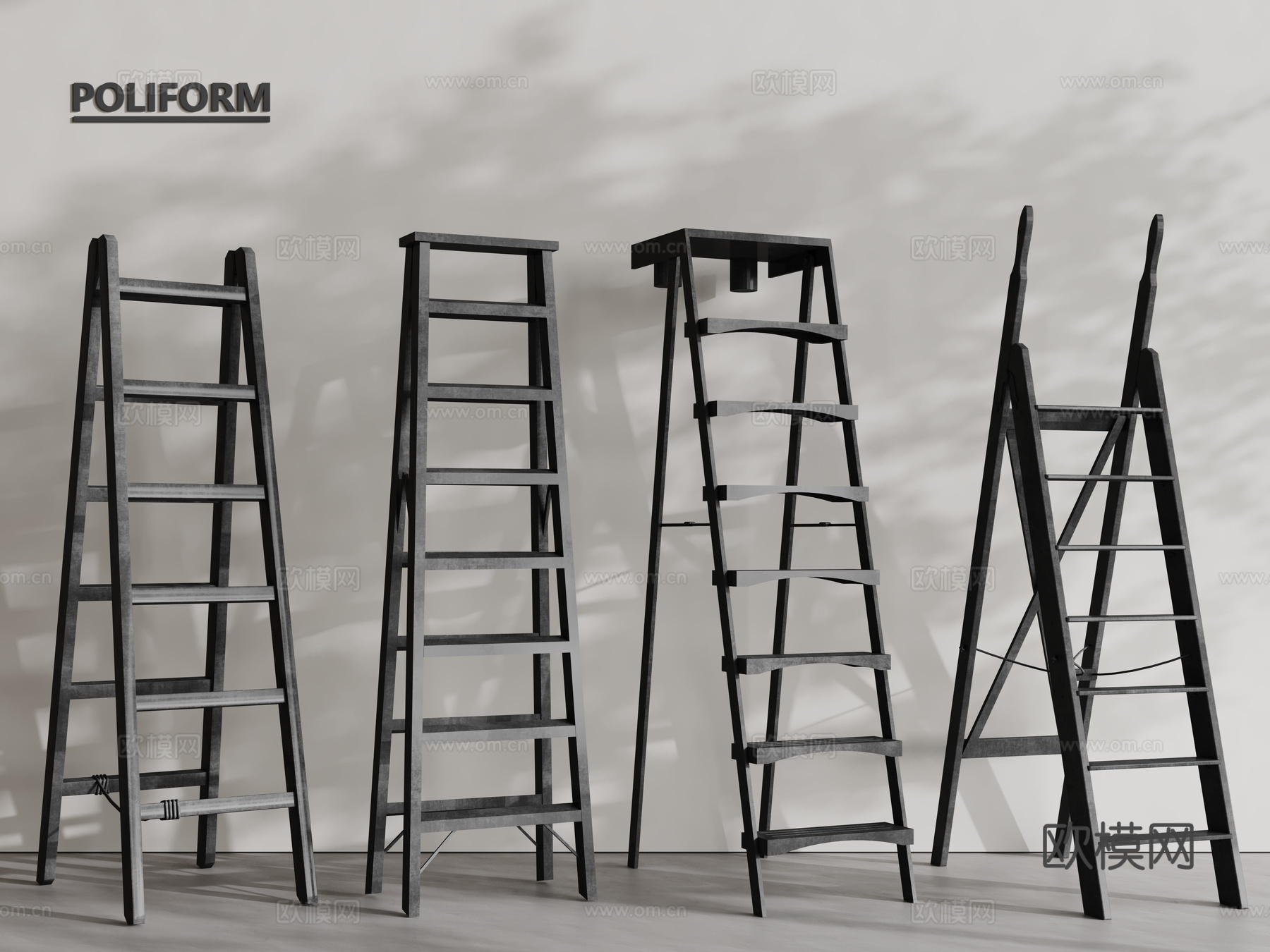现代梯子 木梯 爬梯 折叠梯 活动梯3d模型下载