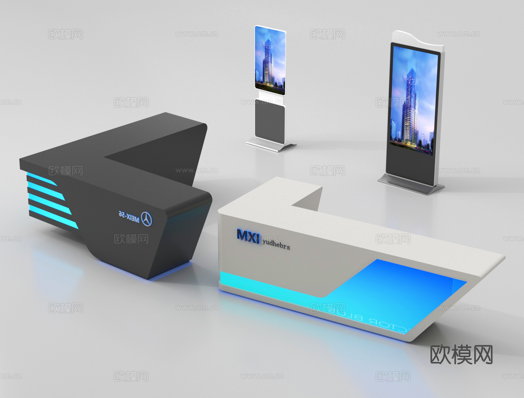 现代接待台 前台 科技感前台3d模型3d模型下载