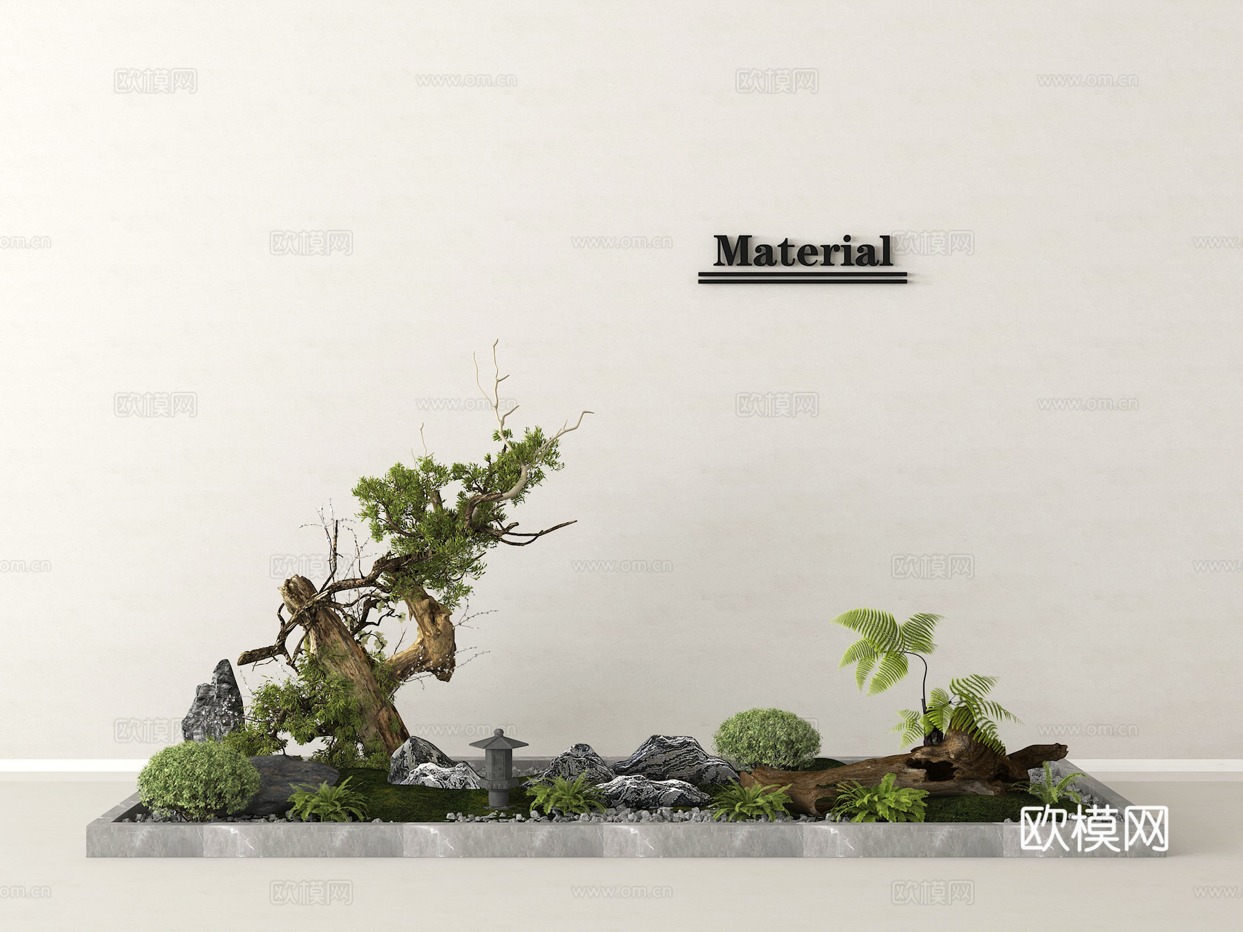 绿植花箱绿植盆栽 植物组合花草 庭院小品景观造景su模型