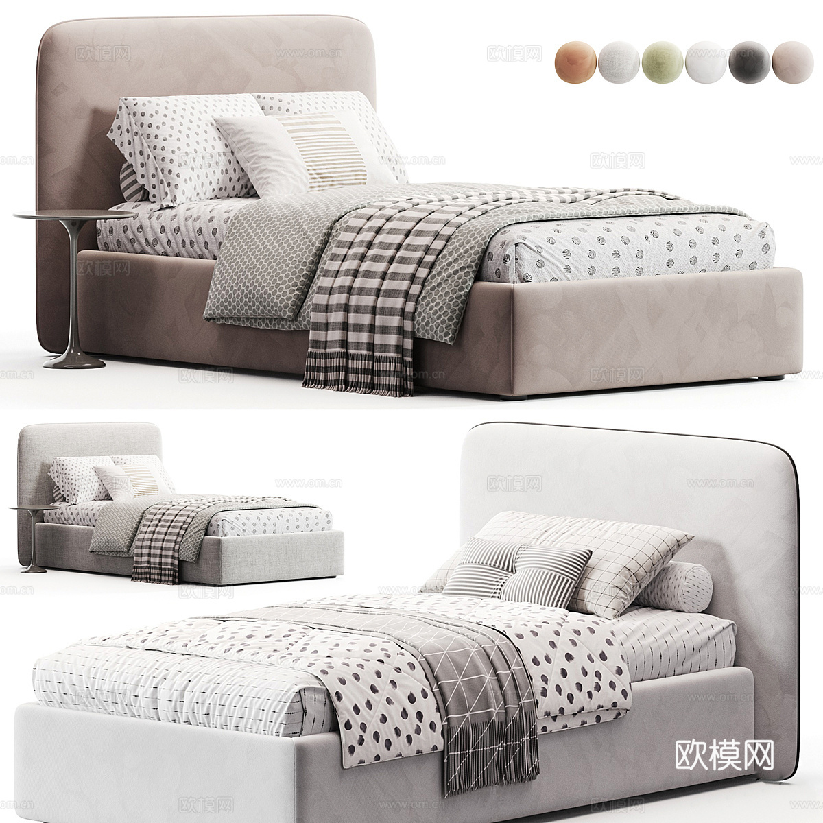 现代儿童布艺床3d模型下载（渲染图1）