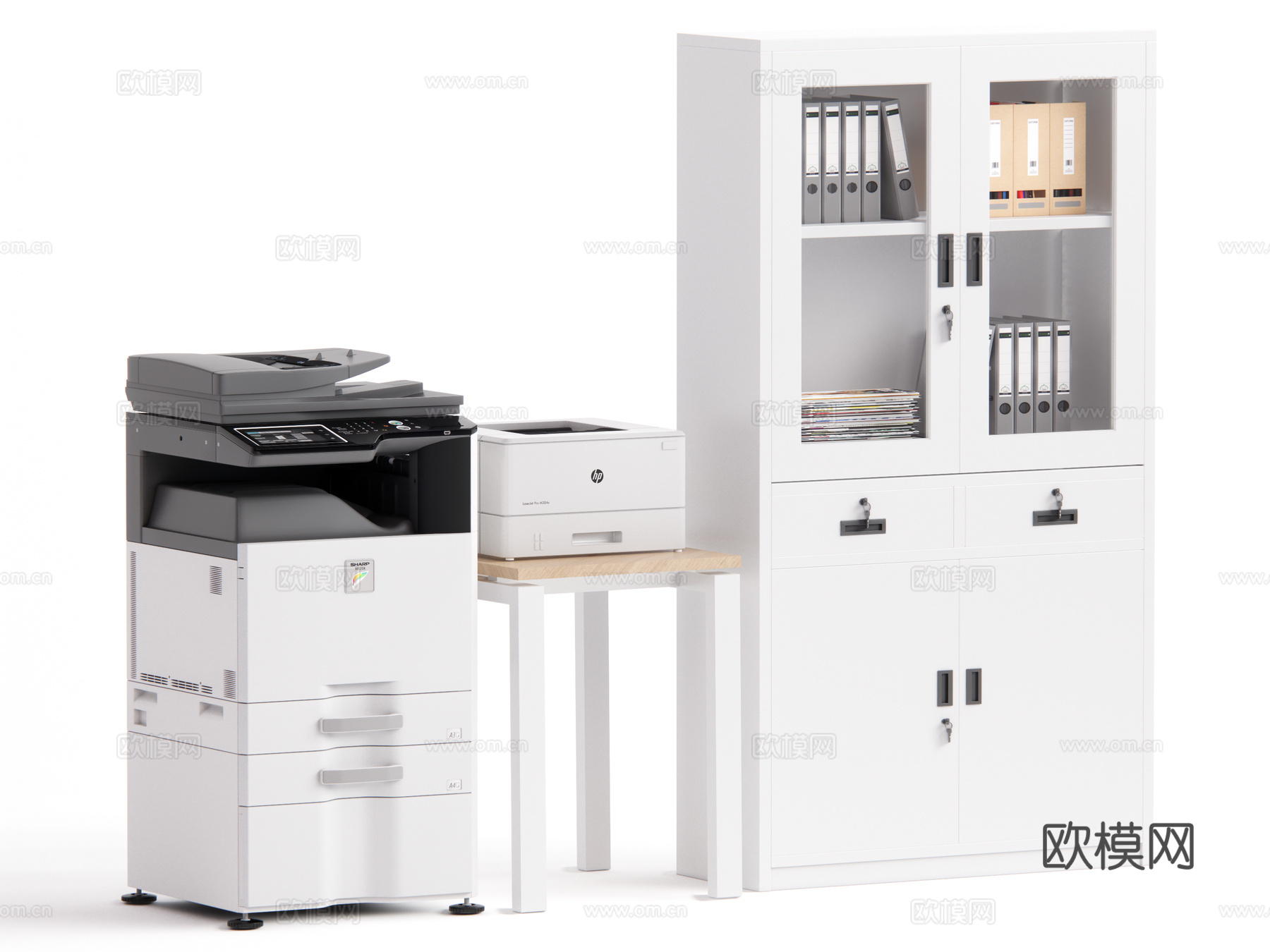 现代打印机 办公家具su模型