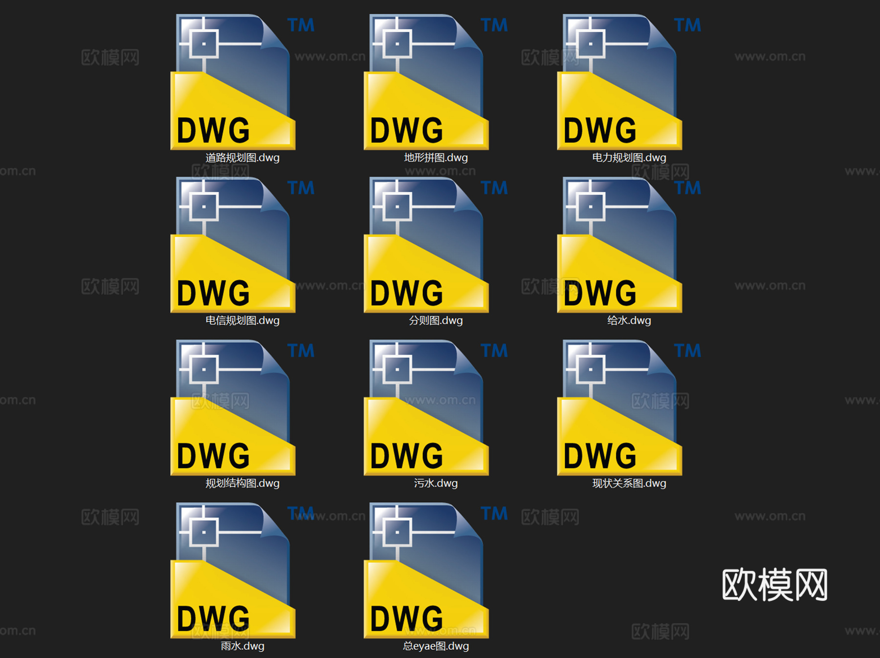 丽水水阁工业区控制性详细规划CAD施工图全套cad施工图