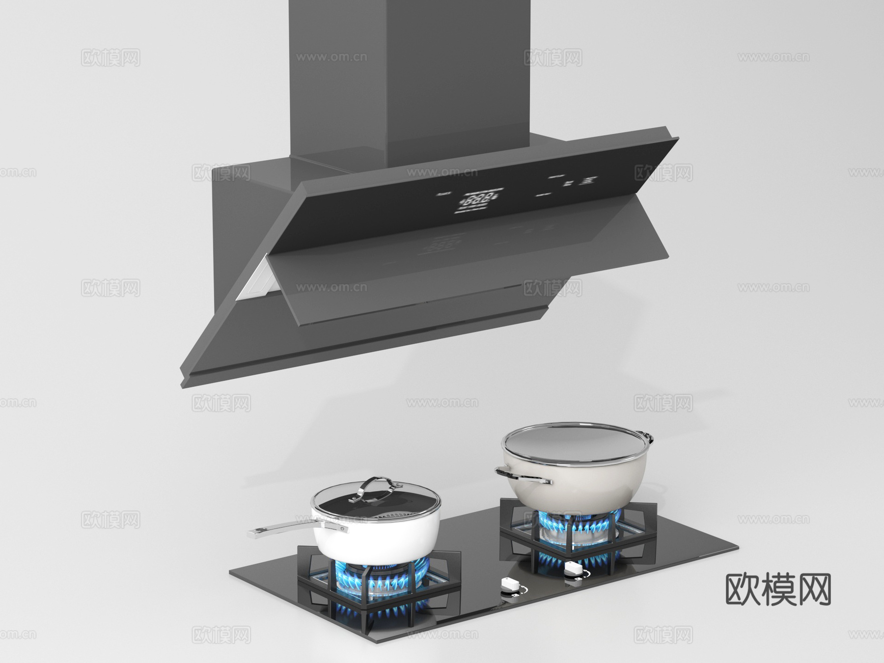 现代油烟机 油烟机 燃气灶 炉具 灶具su模型