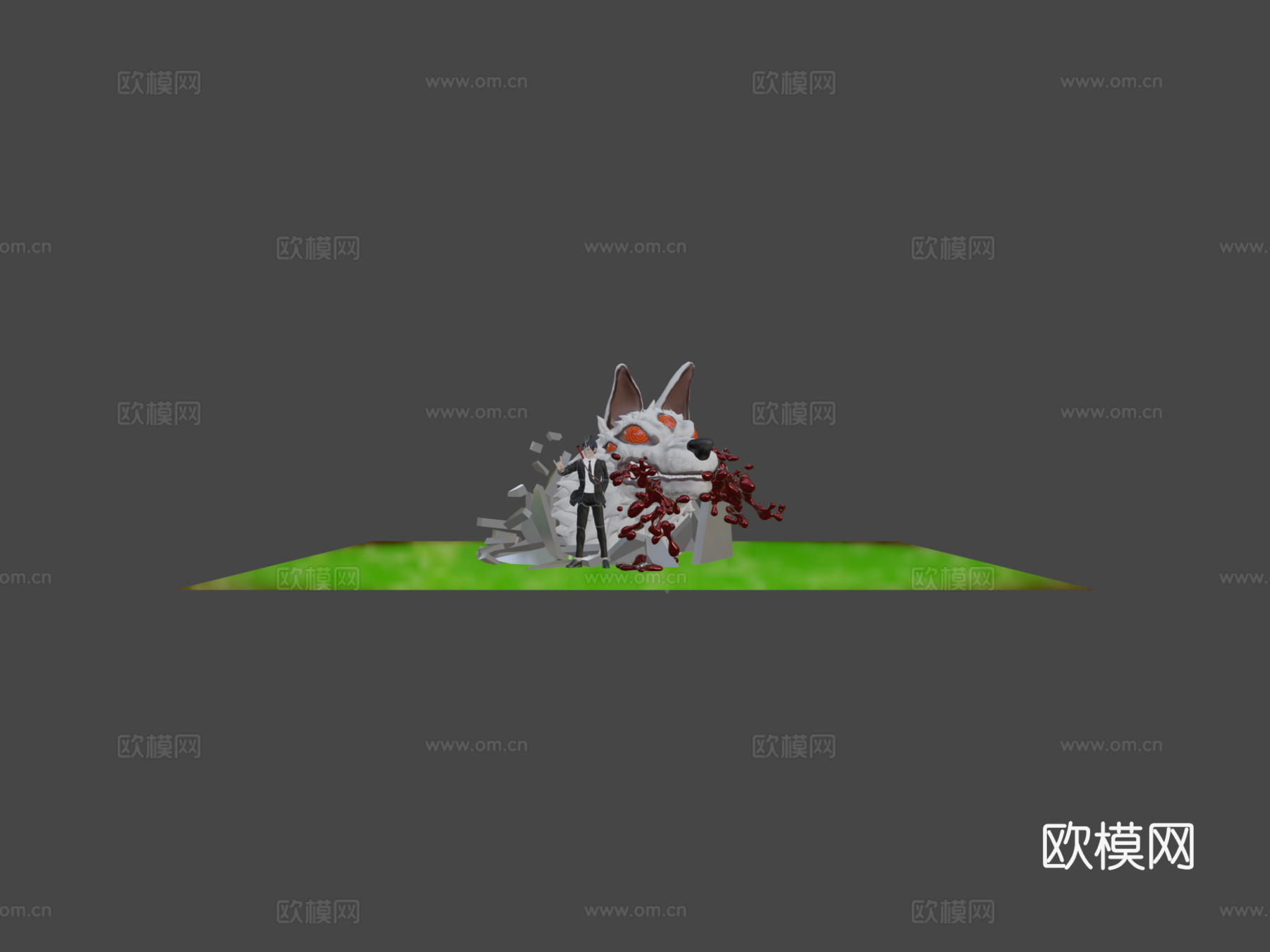 早川秋。电锯人。粉丝艺术3d模型下载（渲染图6）