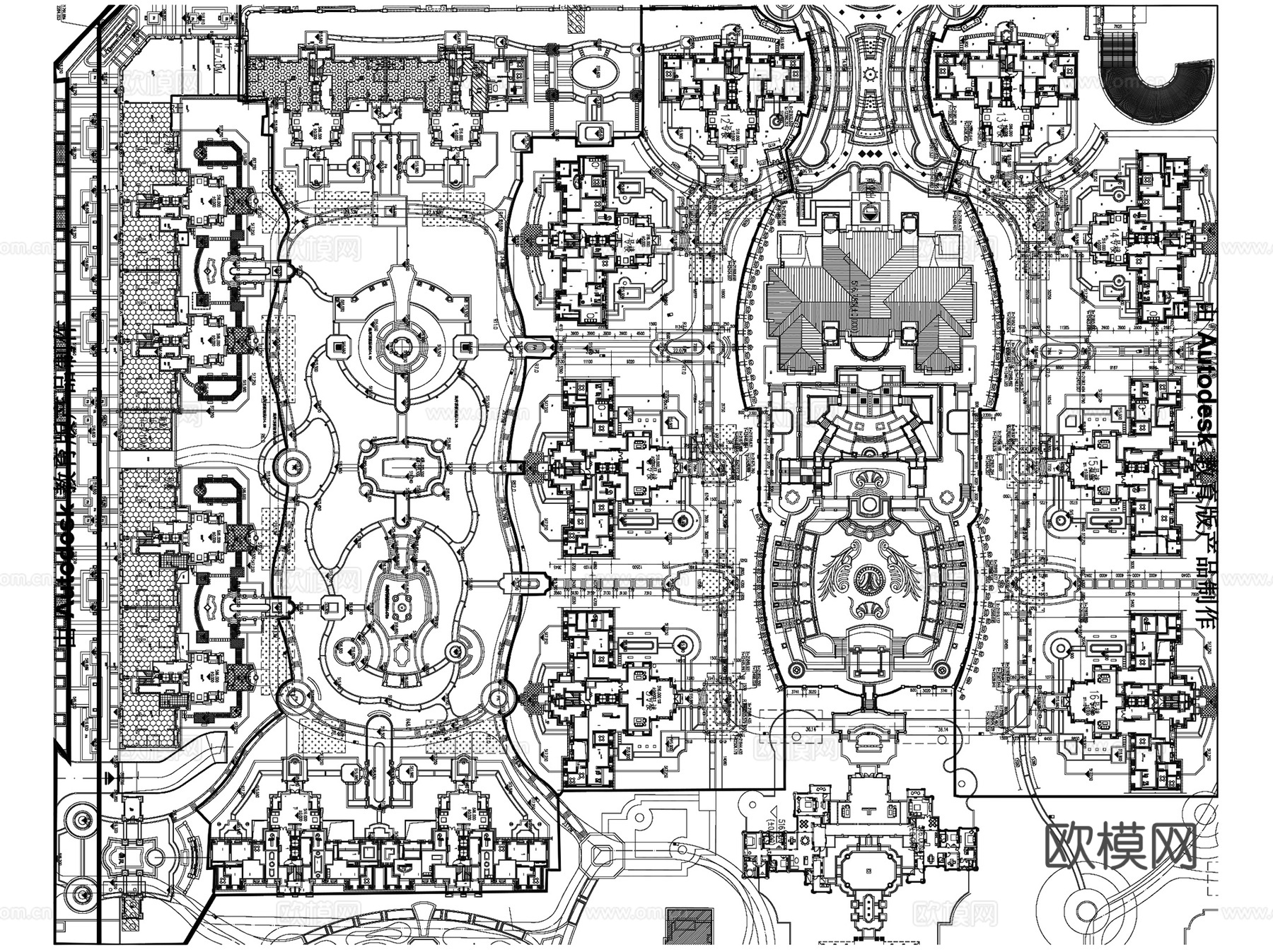 欧式居住区华润金悦湾一期景观设计CAD施工图全套cad施工图