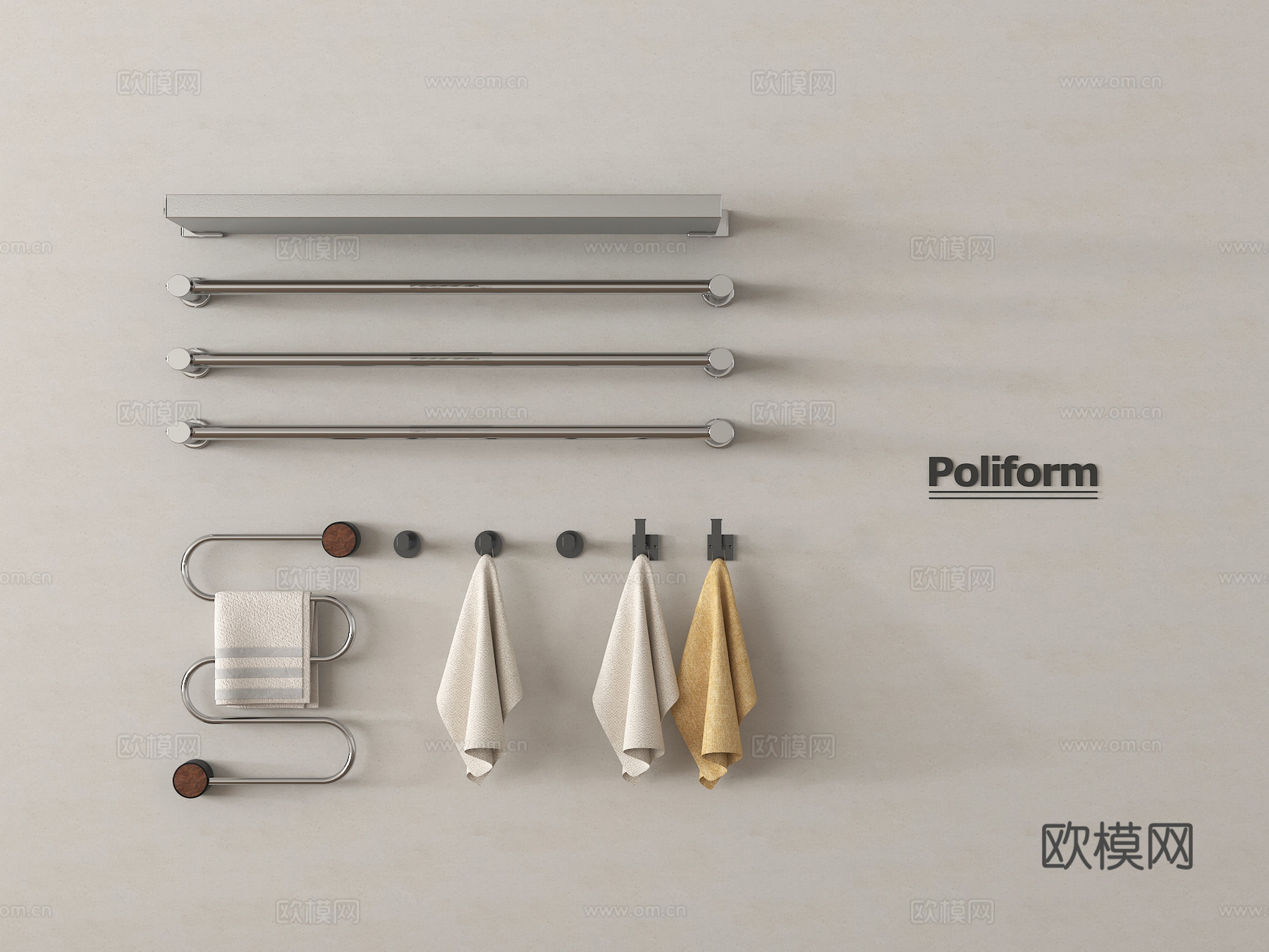 现代毛巾架 浴巾架 卫浴用品3d模型下载