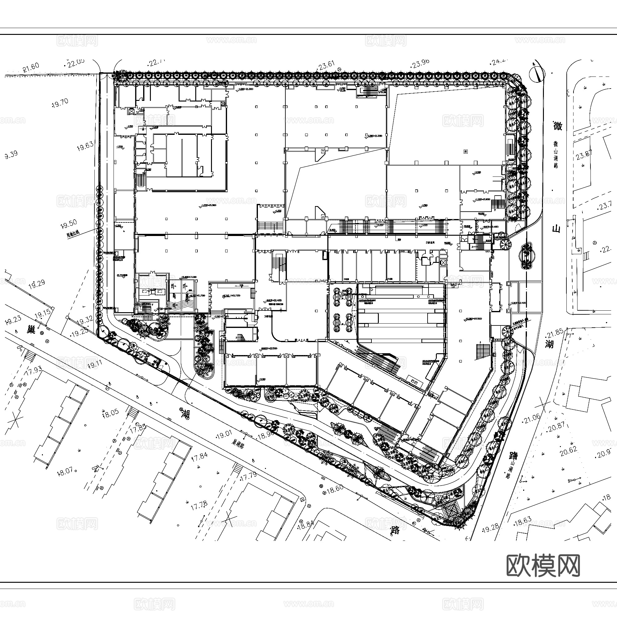 青岛宁夏路小学校园景观CAD施工图全套+文本cad施工图