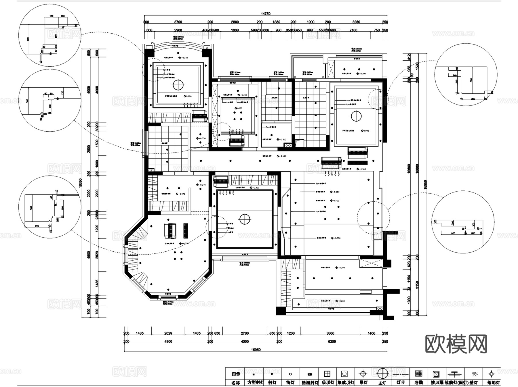 君临新城1806住宅室内家装CAD施工图全套cad施工图