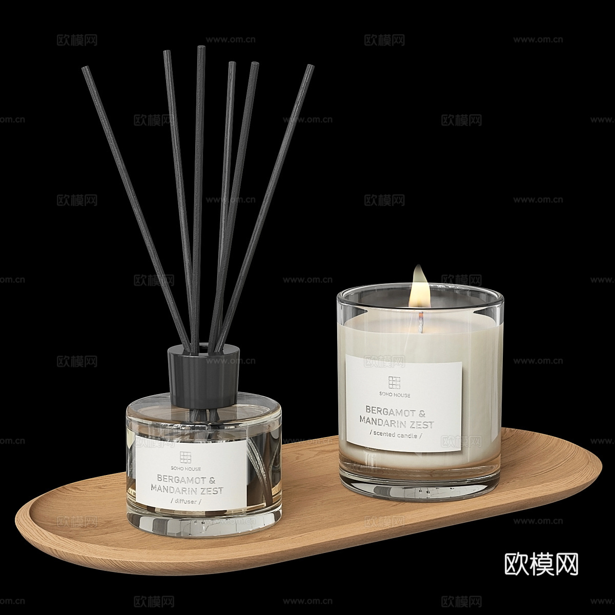 现代 Soho 家居香薰套装3d模型下载（渲染图3）