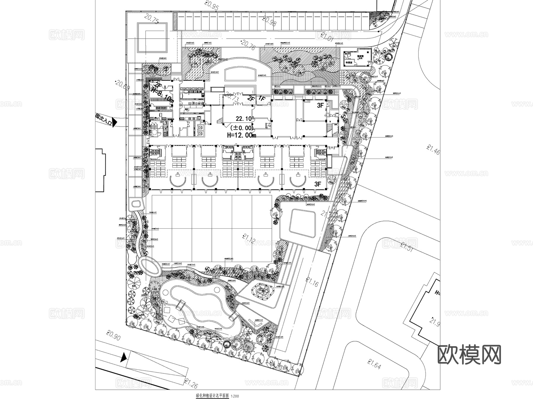 青岛东李第二幼儿园景观设计CAD施工图+SU模型+文本cad施工图