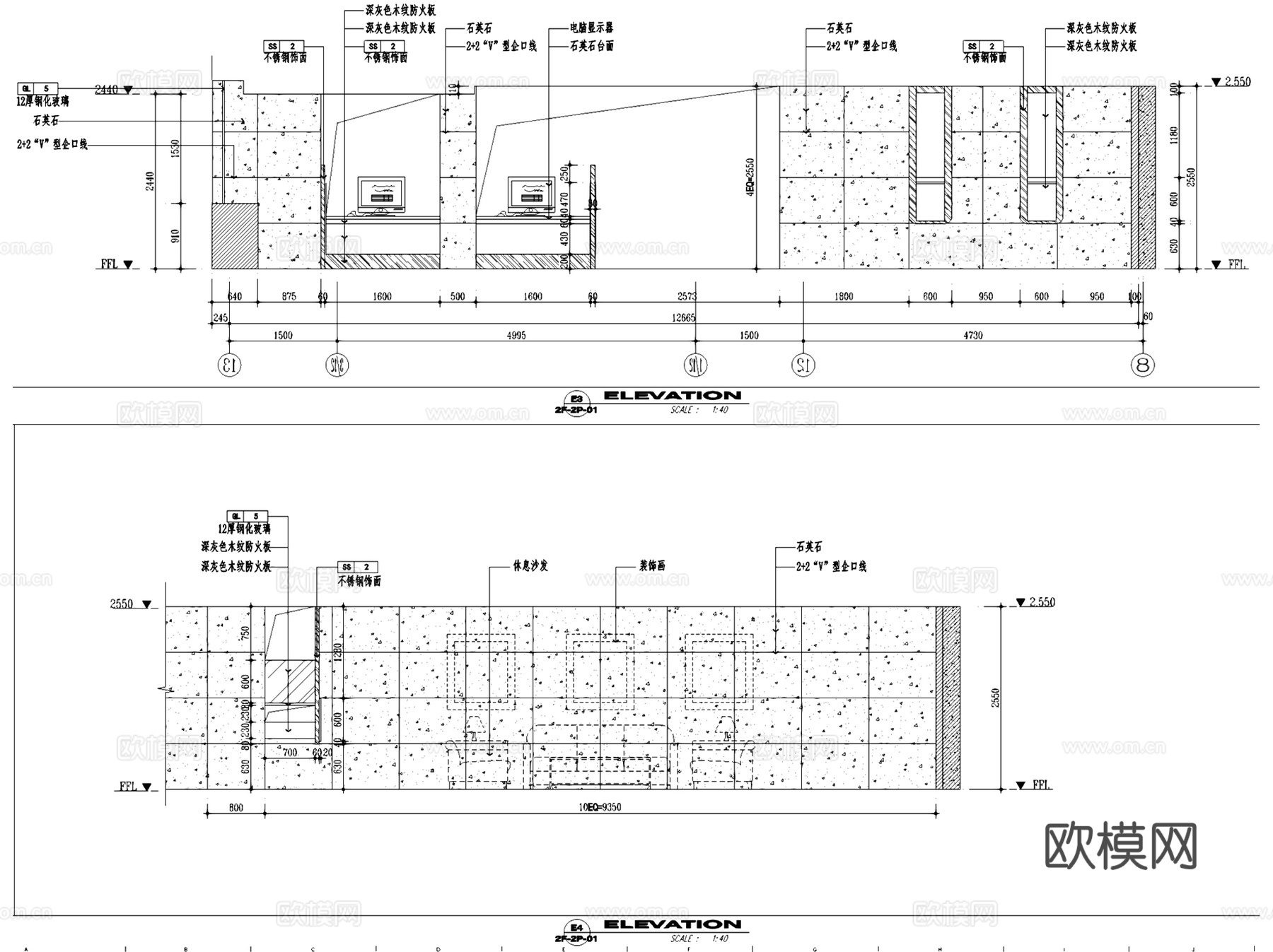 昆山工商银行办公综合楼室内装饰CAD施工图全套cad施工图