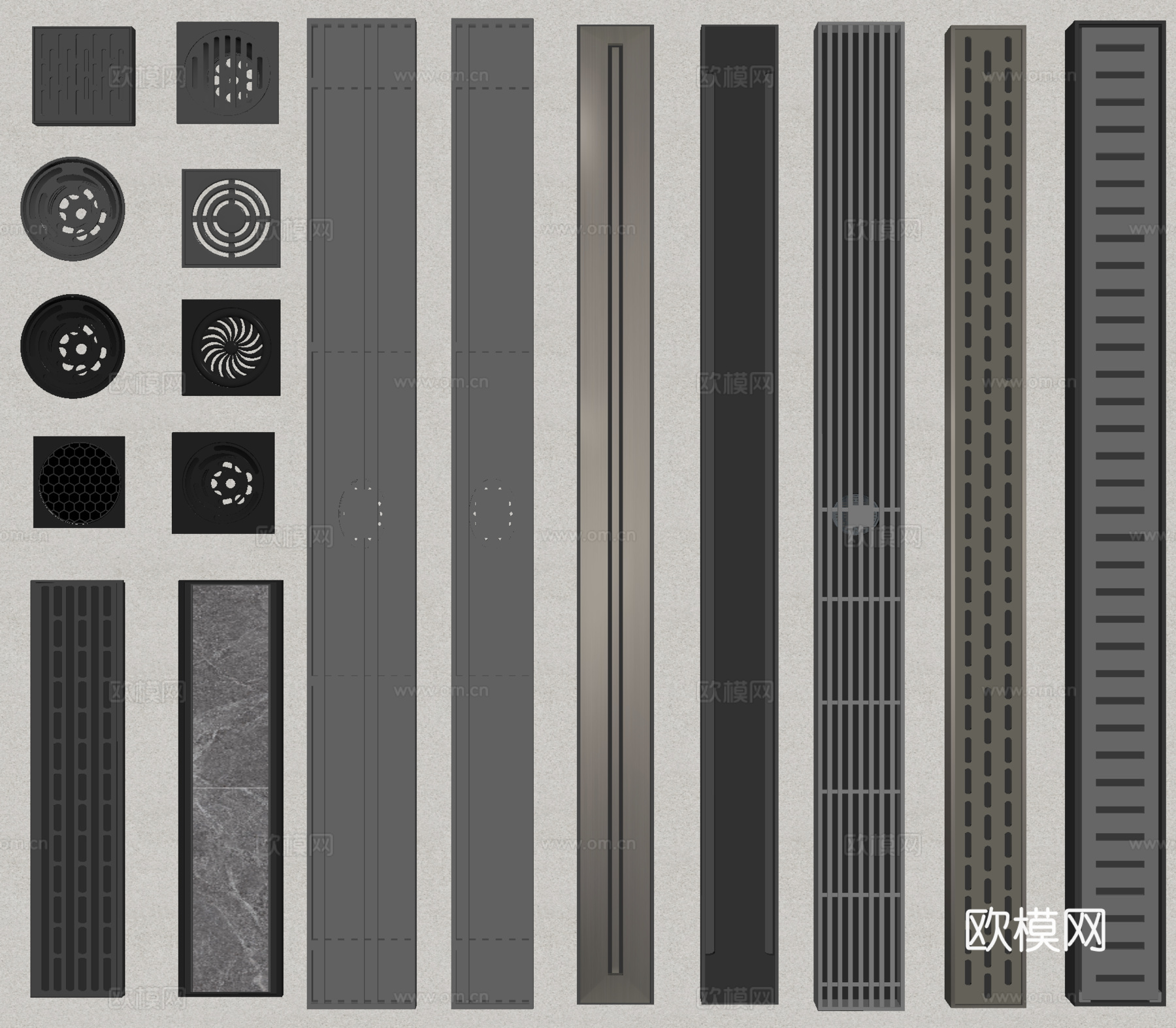 现代地漏 不锈钢地漏su模型