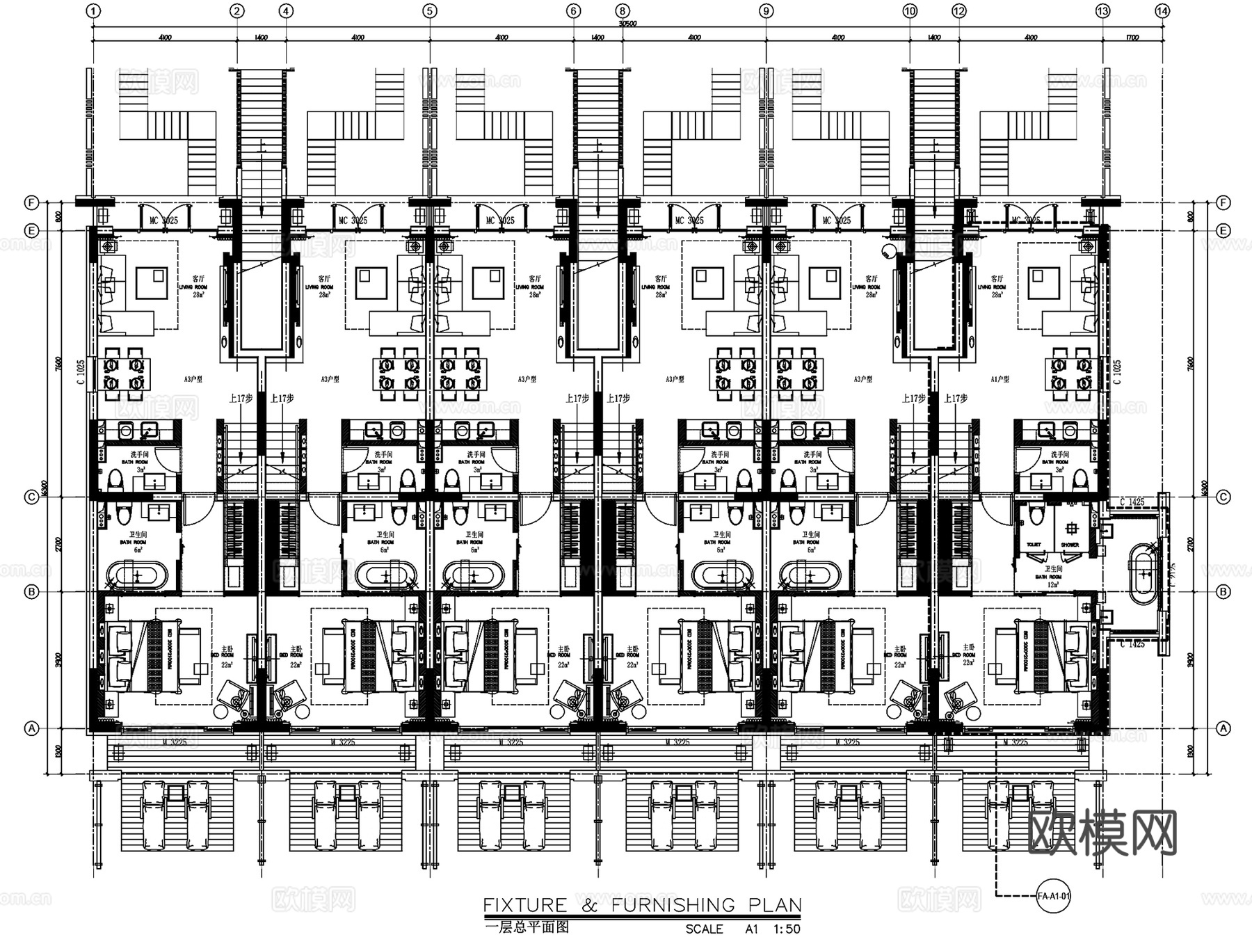 丽江复华度世界4#别墅室内装饰CAD施工图全套cad施工图