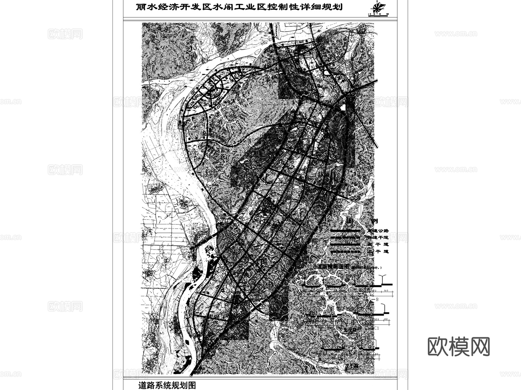 丽水水阁工业区控制性详细规划CAD施工图全套cad施工图