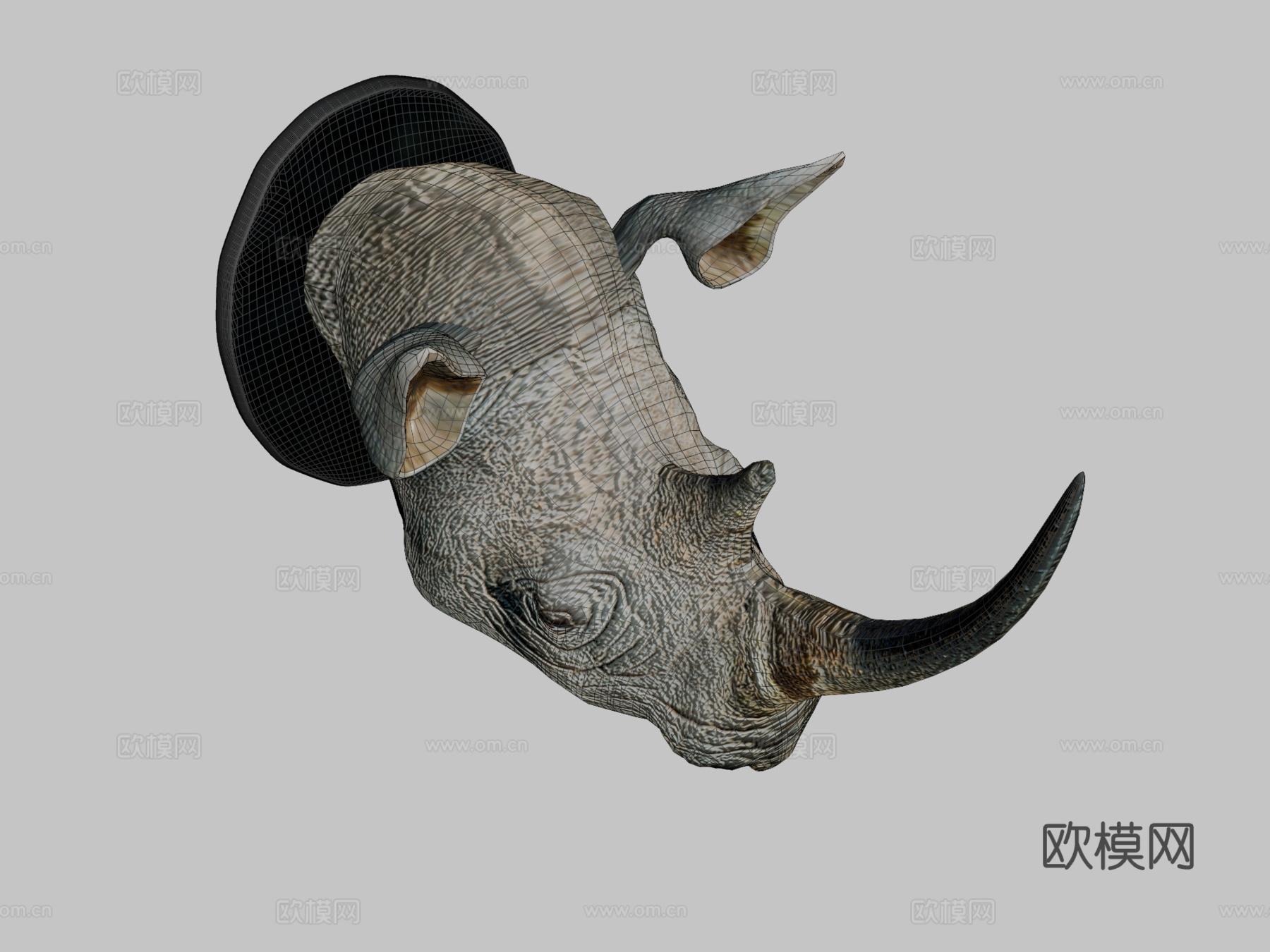 犀牛头部3d模型下载（渲染图2）