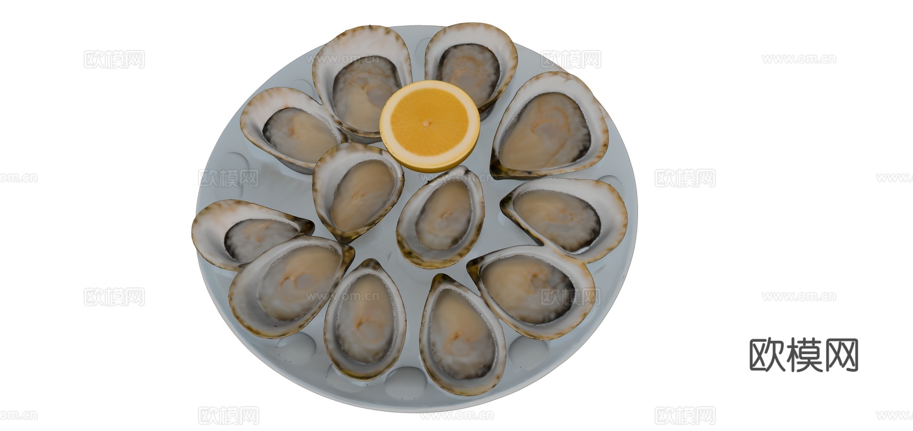 一盘海鲜扇贝菜品su模型