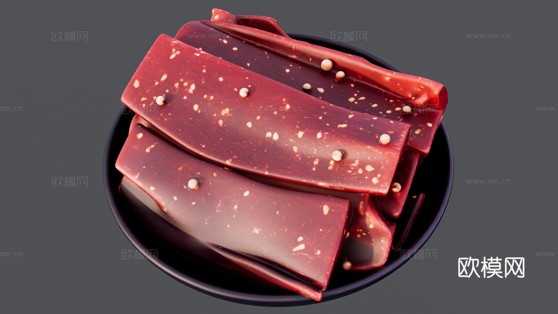 一盘大块牛肉干su模型