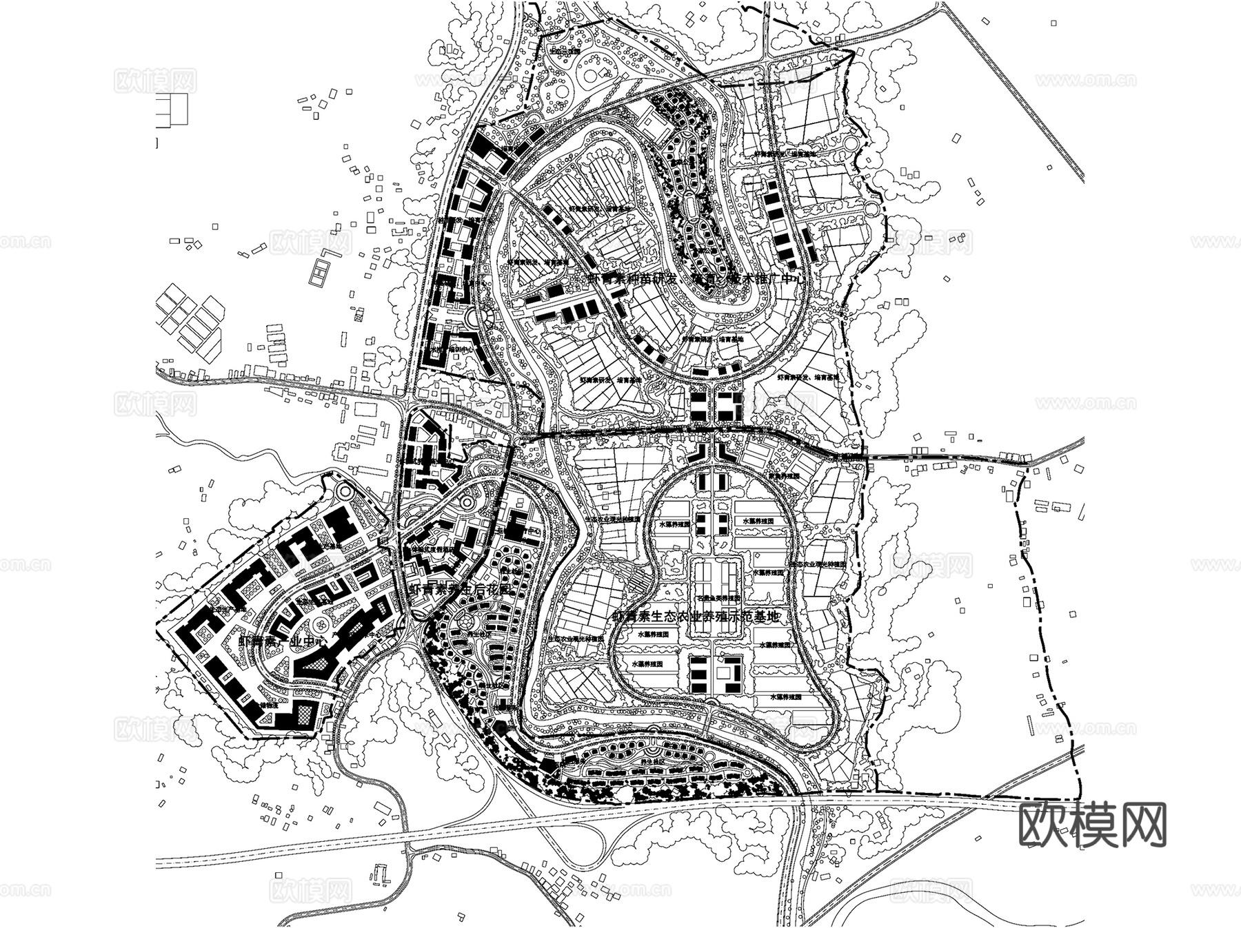 美丽乡村田园综合体旅游度假区CAD平面施工图集 15套cad施工图
