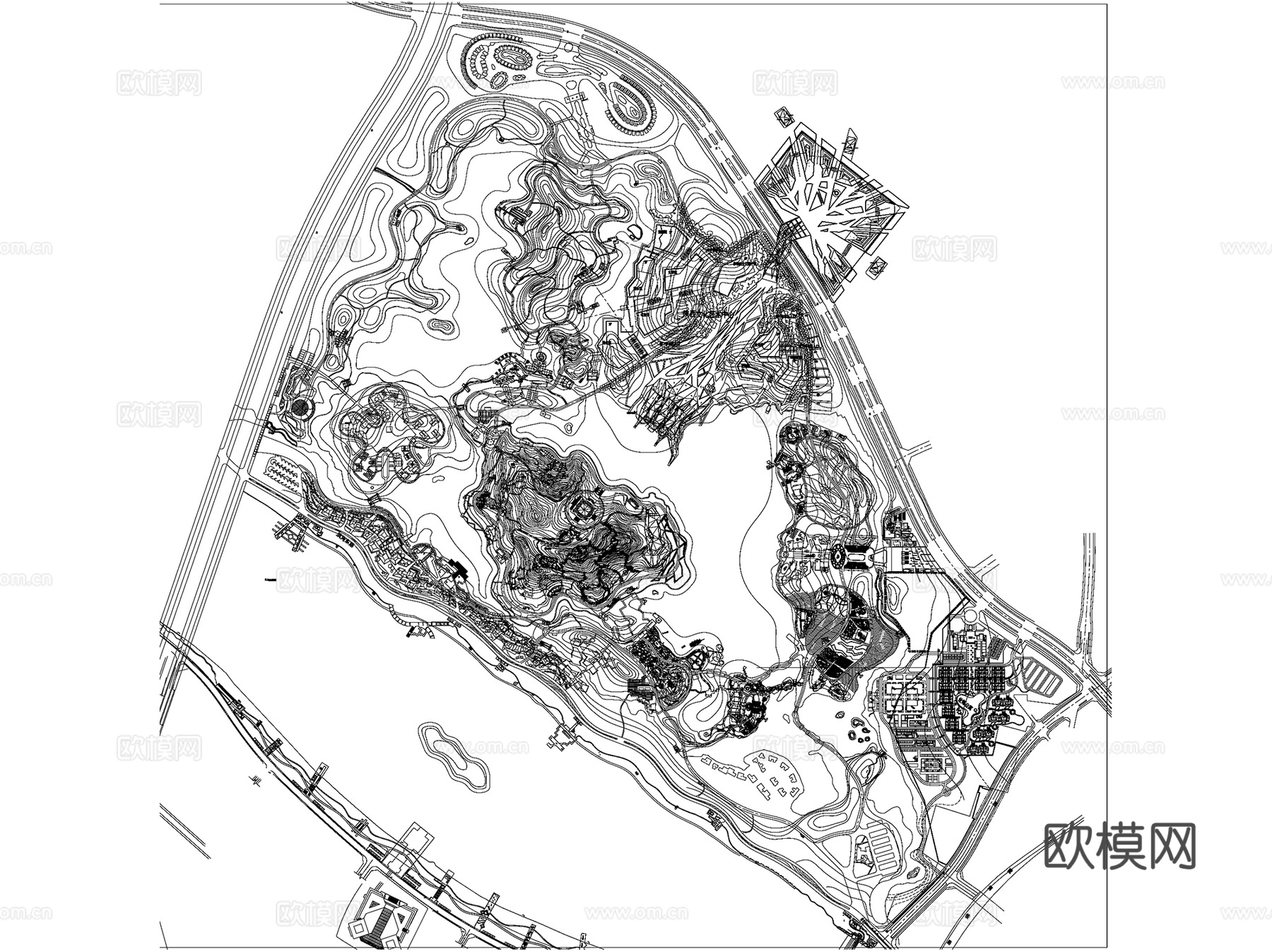 美丽乡村田园综合体旅游度假区CAD平面施工图集 15套cad施工图