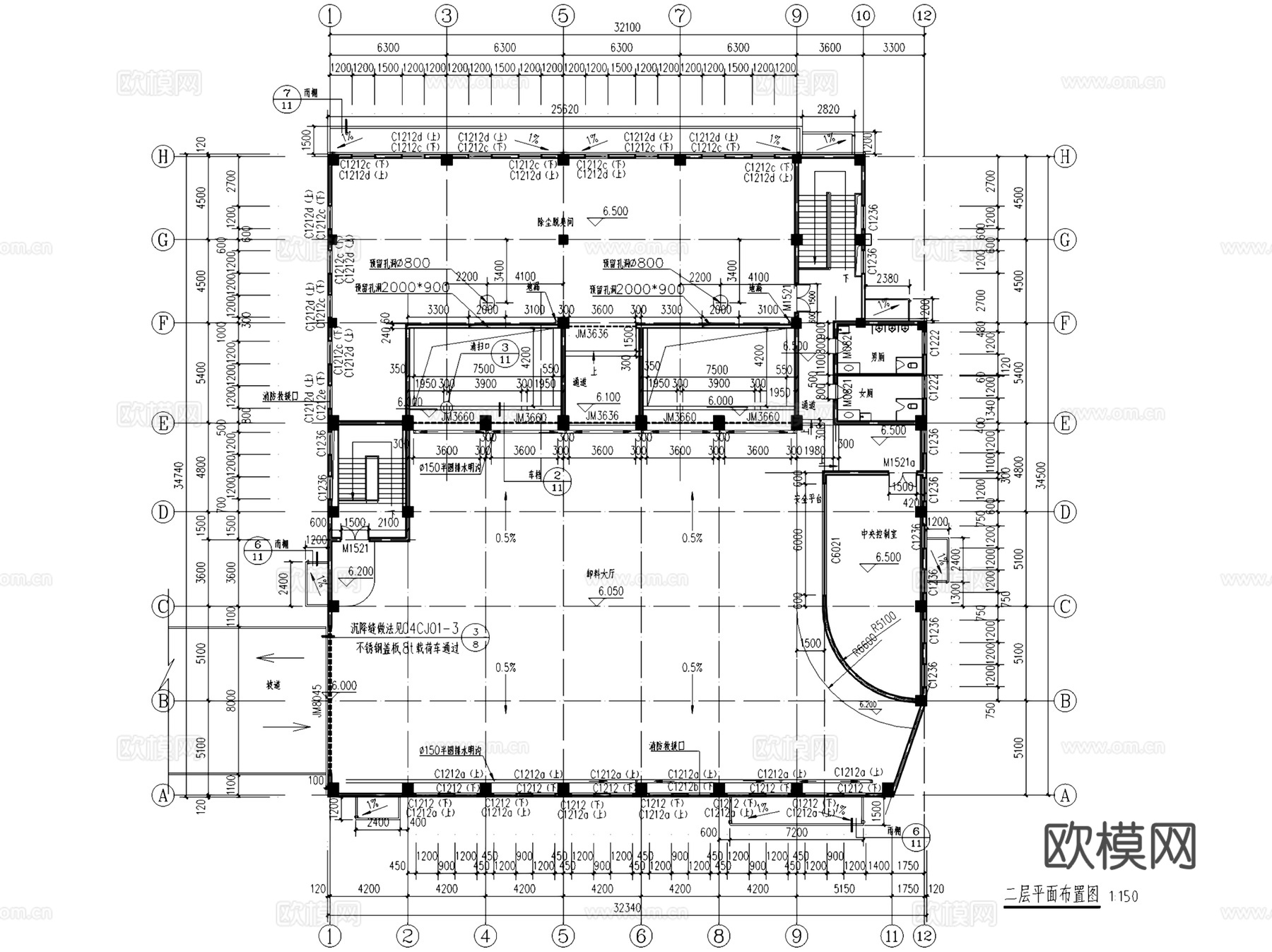乐清市中型生活垃圾转运站建筑CAD施工图全套cad施工图