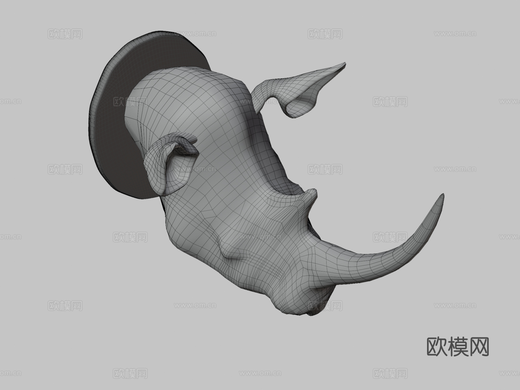 犀牛头部3d模型下载（渲染图3）