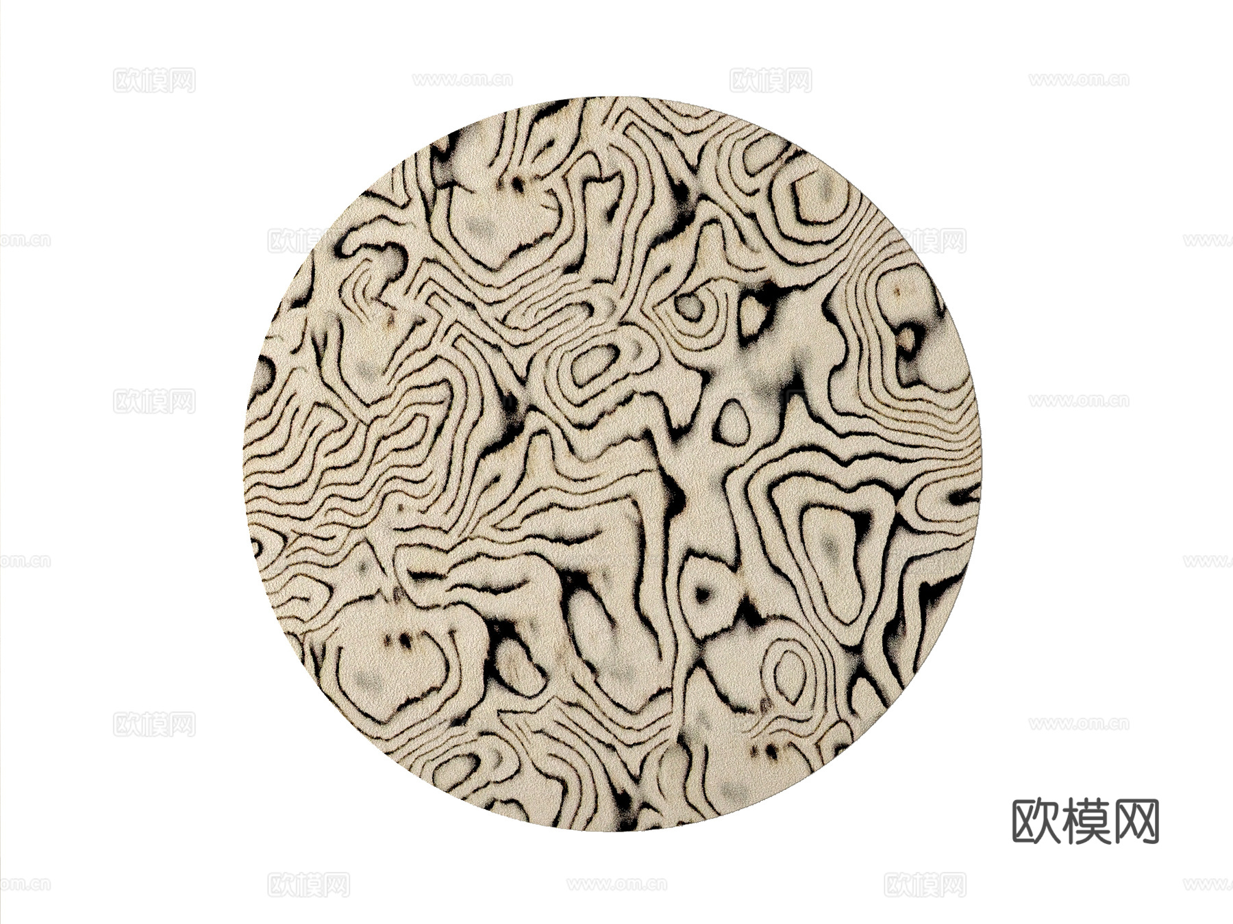 现代地毯 圆形地毯 黑白地毯su模型
