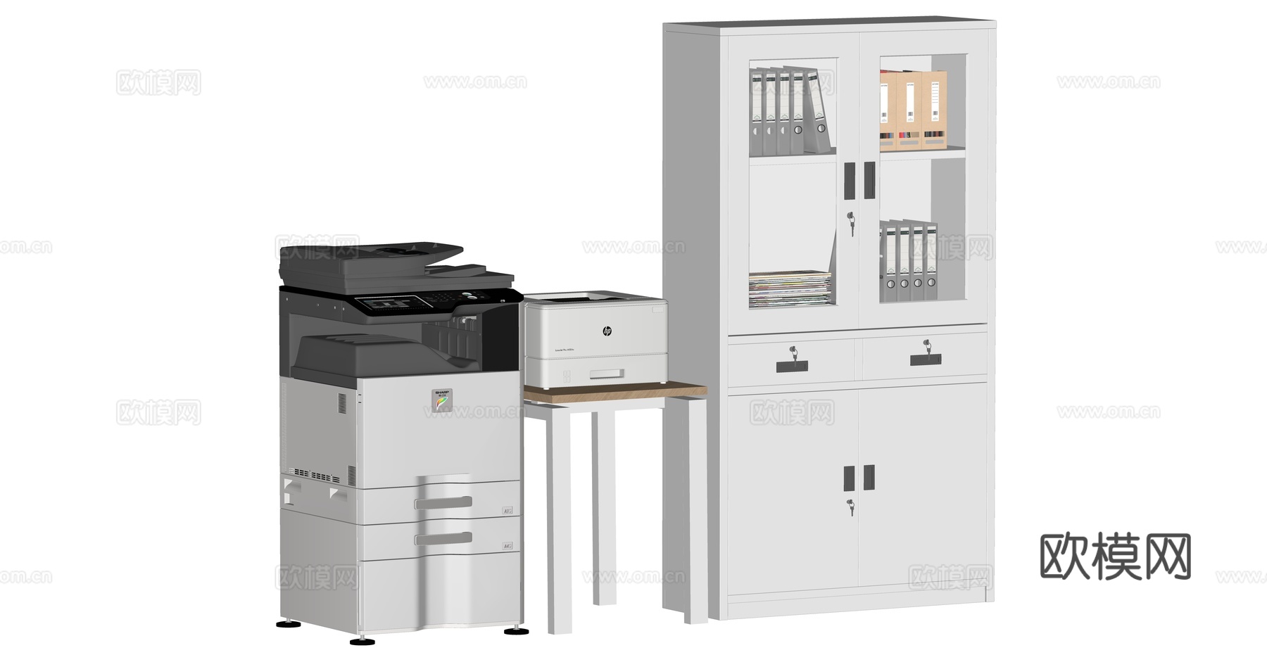 现代打印机 办公家具su模型