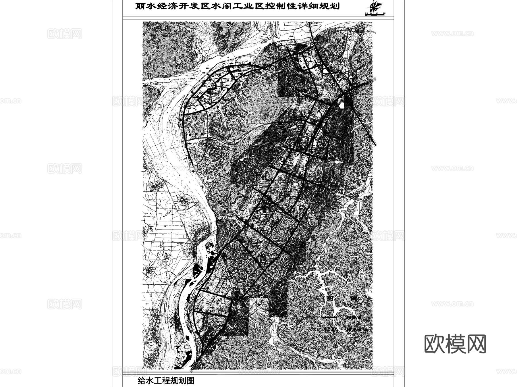 丽水水阁工业区控制性详细规划CAD施工图全套cad施工图