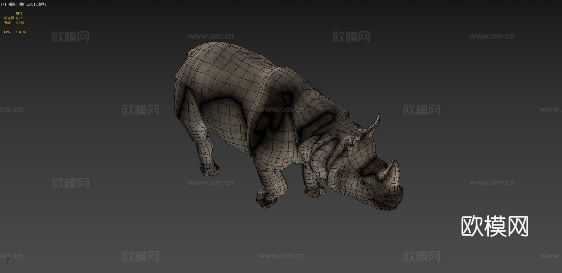 印度犀牛-游戏就绪-3d模型3d模型下载（渲染图4）