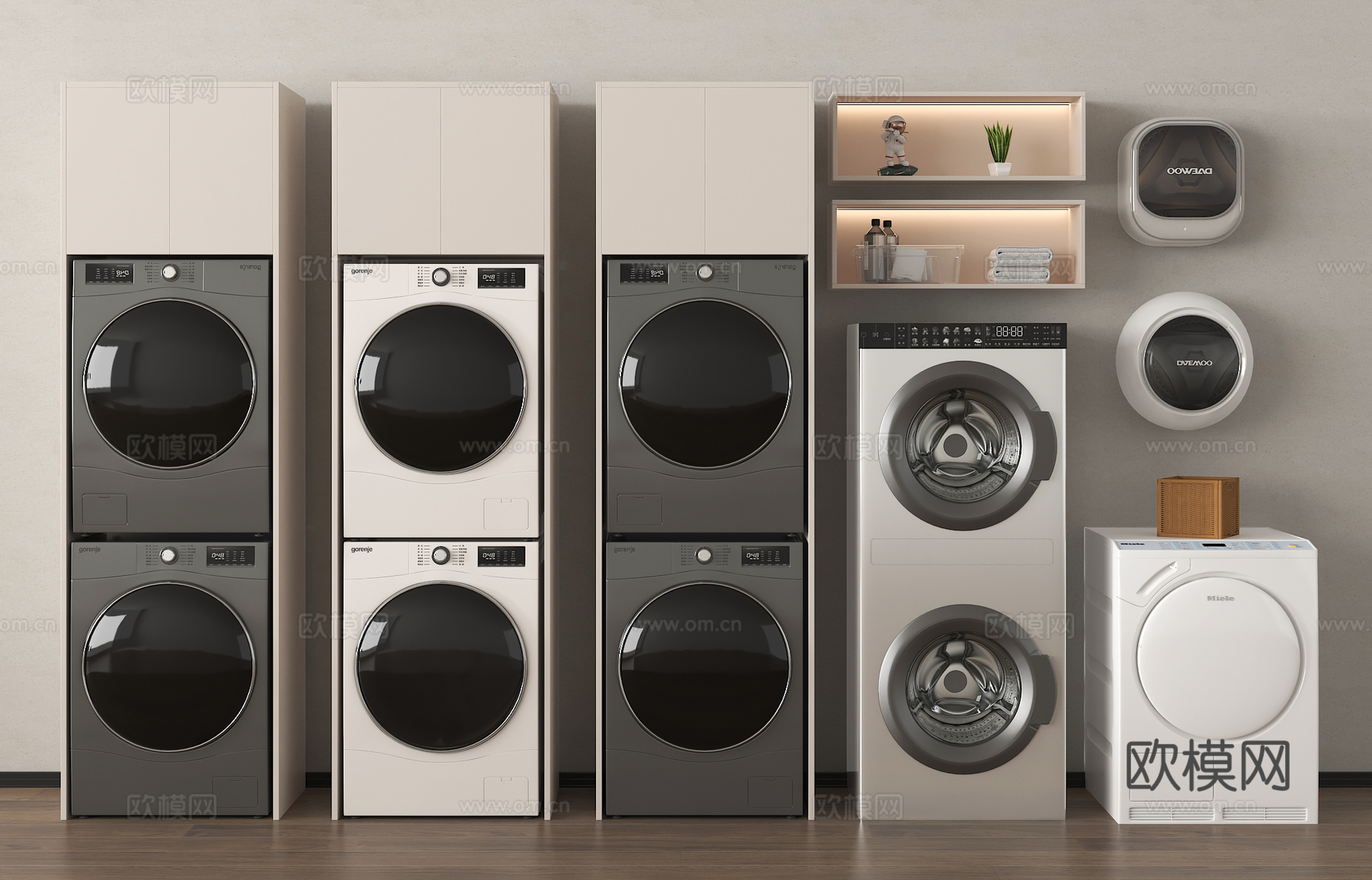 现代洗衣机 洗衣机 烘干机 洗烘一体机 壁挂式洗衣机3d模型下载
