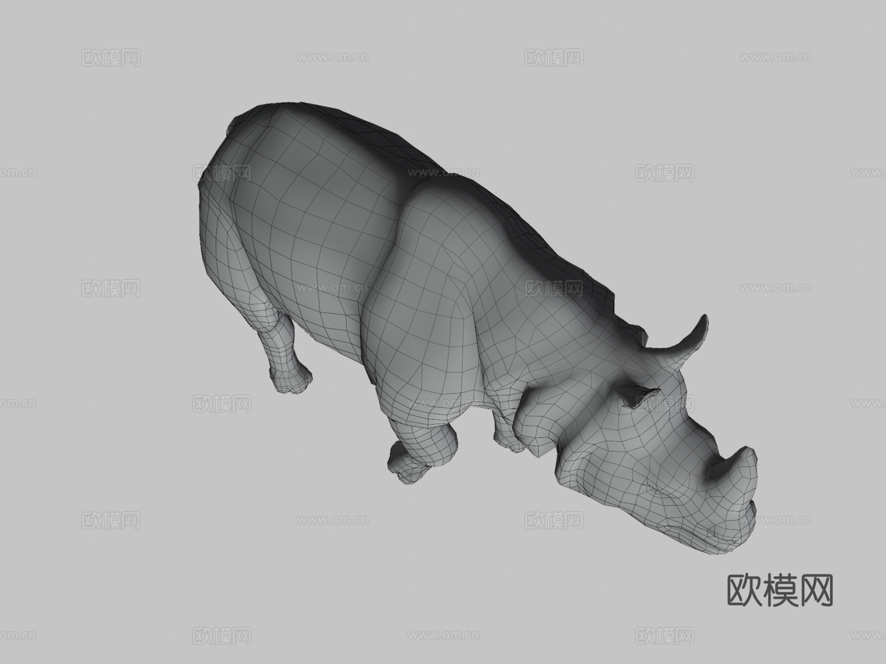 印度犀牛-游戏就绪-3d模型3d模型下载（渲染图3）
